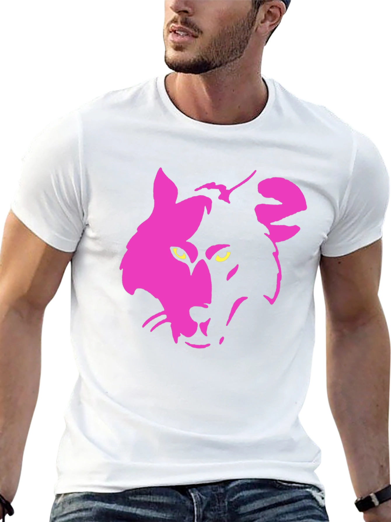 Two-Tone Wolf Graphic Tee - Stylish Casual Wear