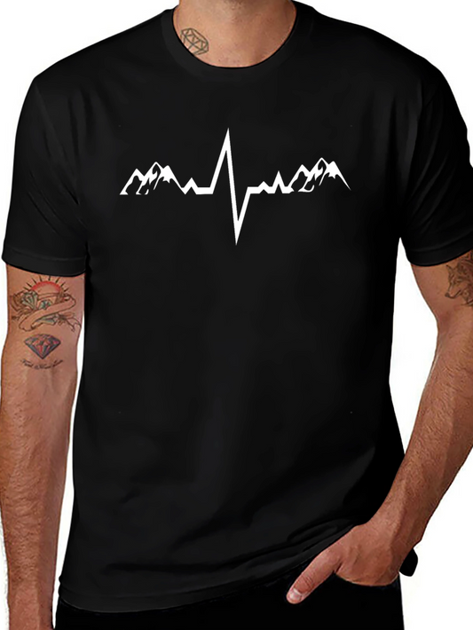 Mountain Heartbeat T-Shirt - Black Cotton Tee