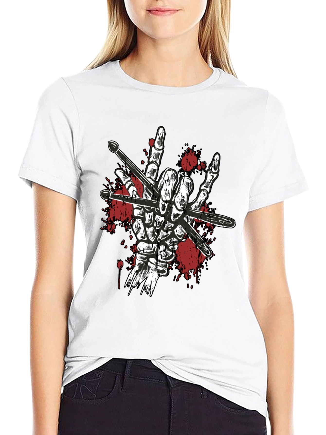 Rock On Skeleton Drummer T-Shirt