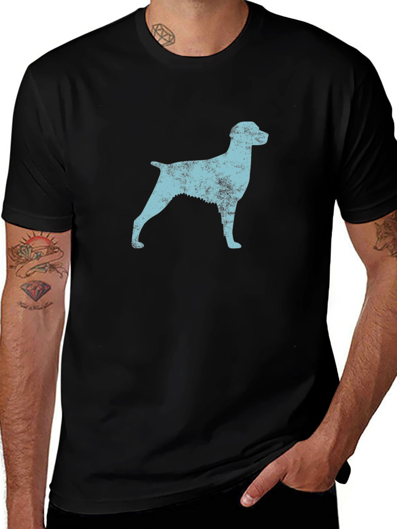 Dog Silhouette Graphic Tee - Black