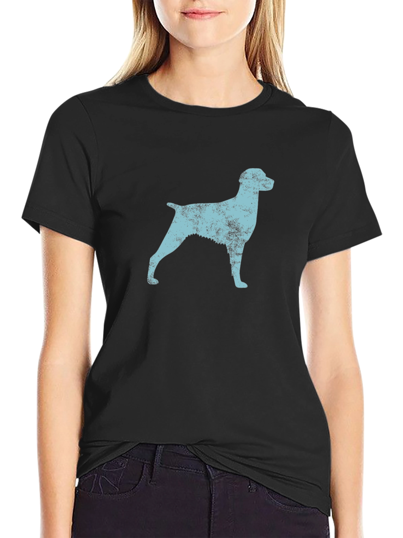 Dog Silhouette Graphic Tee - Black