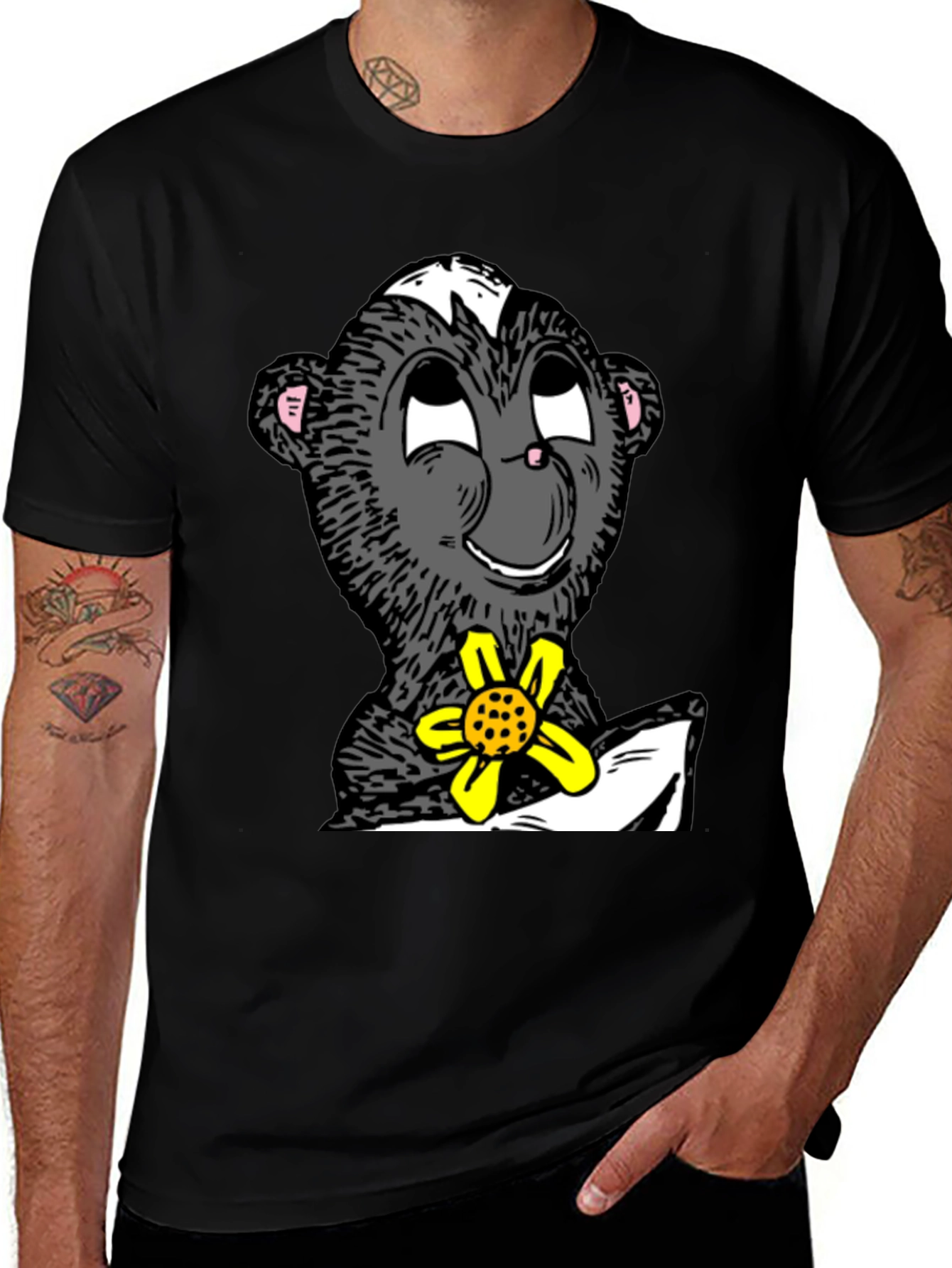 Skunk With Flower Graphic T-Shirt