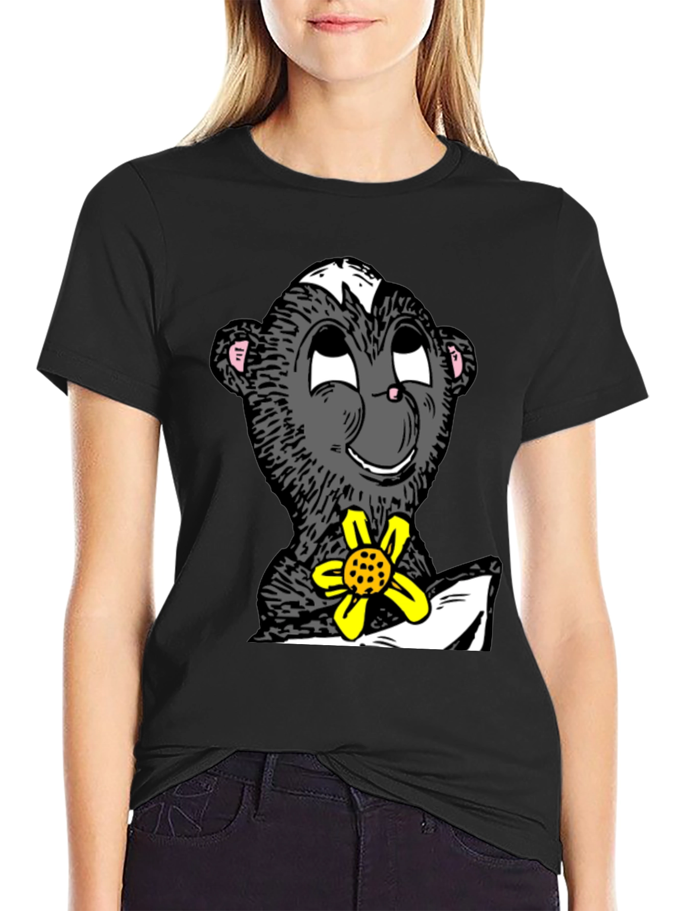 Skunk With Flower Graphic T-Shirt
