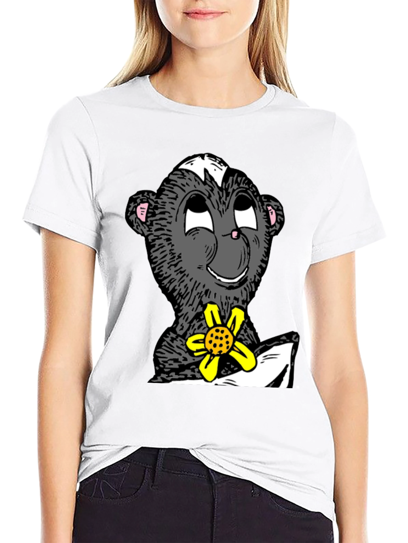 Skunk With Flower Graphic T-Shirt