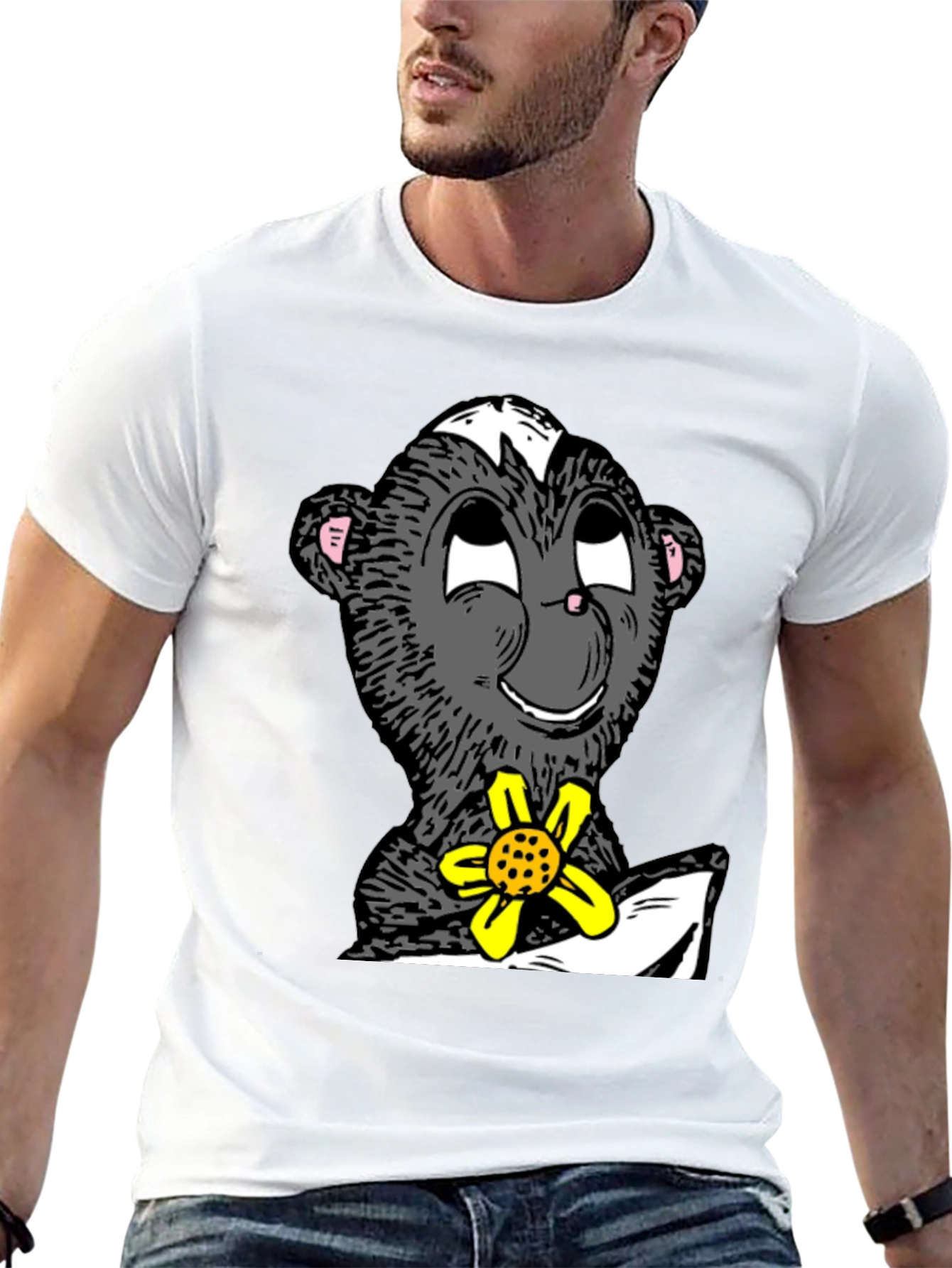 Skunk With Flower Graphic T-Shirt