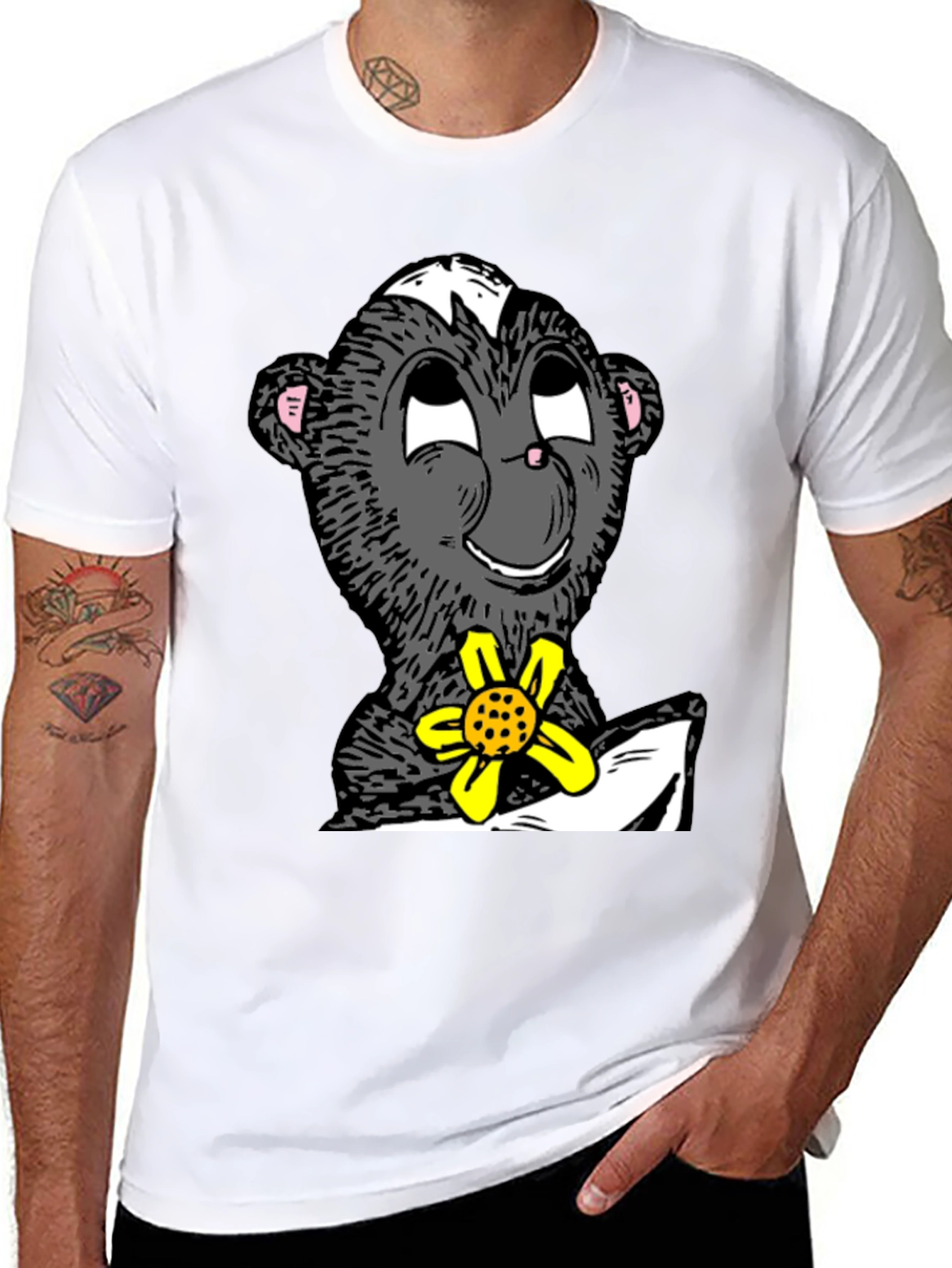 Skunk With Flower Graphic T-Shirt