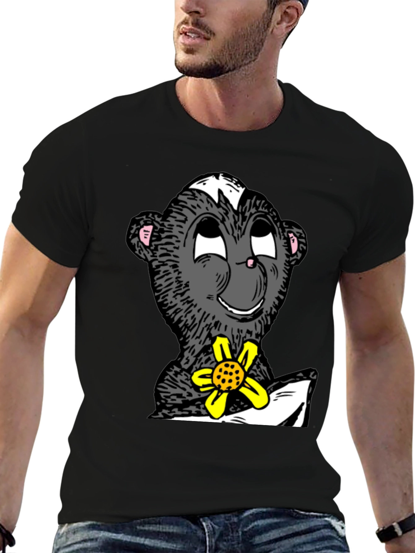 Skunk With Flower Graphic T-Shirt