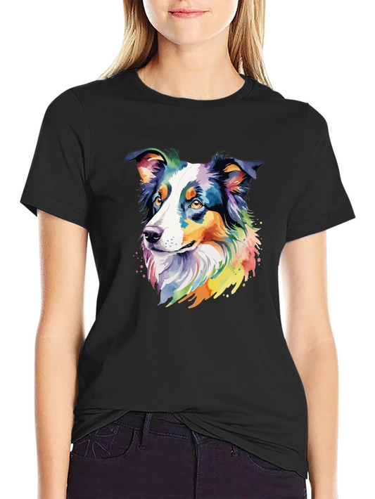 Australian Shepherd Watercolor T-Shirt – Colorful Dog Lover Tee