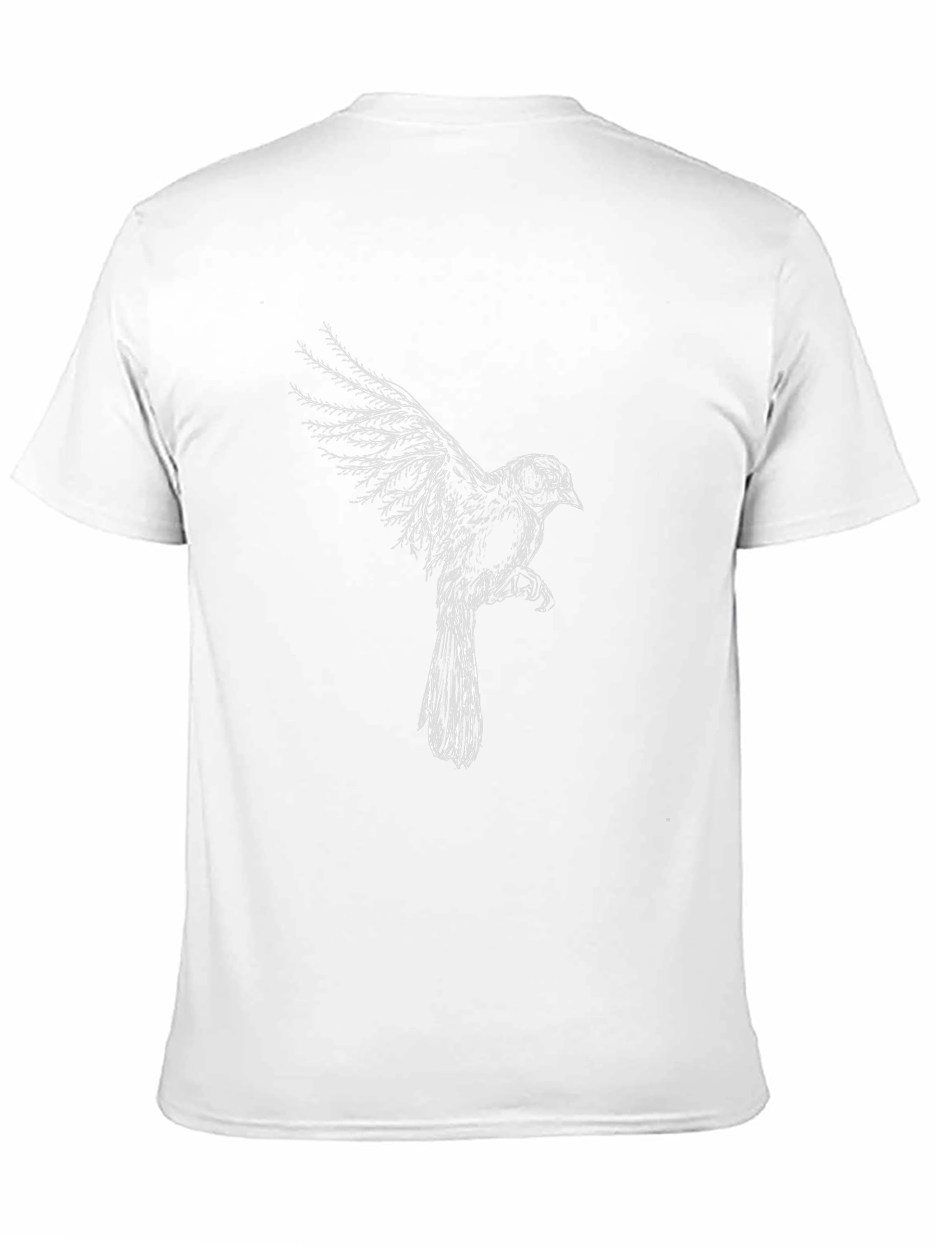Black T-Shirt with Artistic Bird Print