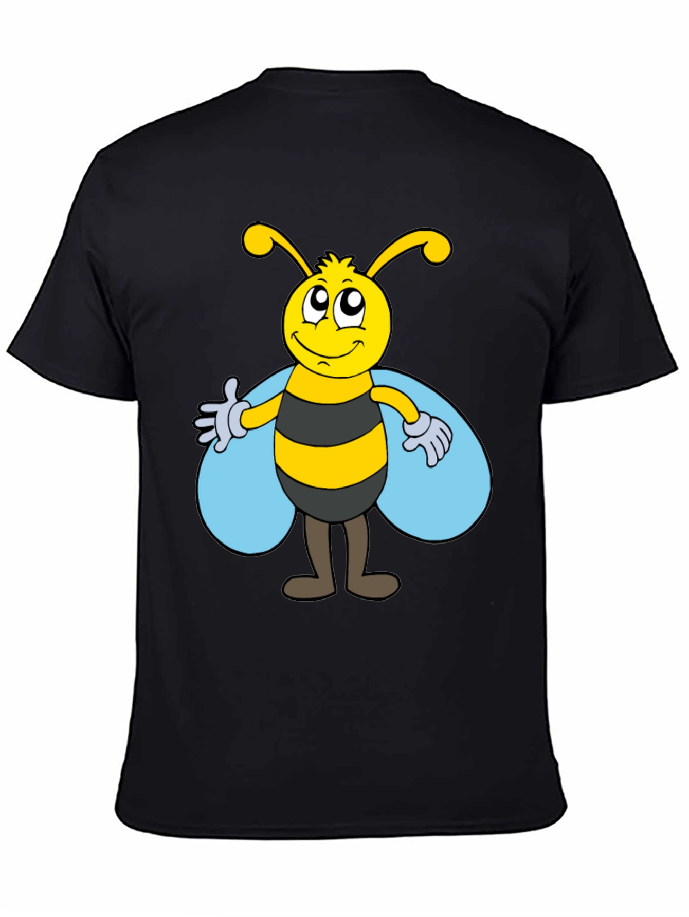 Cartoon Bee Graphic Tee - Unisex Black T-Shirt