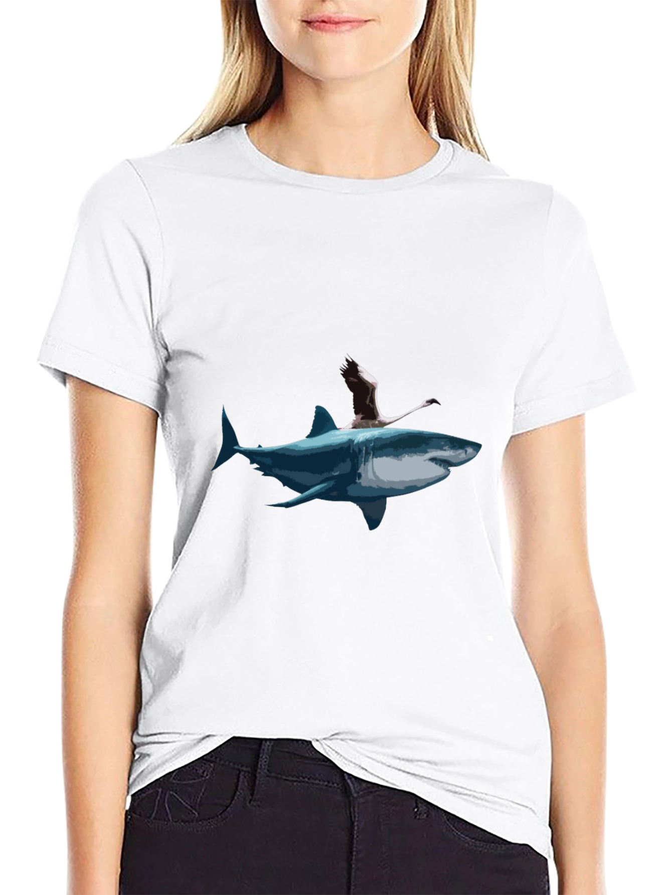 Shark Rider Graphic Tee - Unique Art T-Shirt