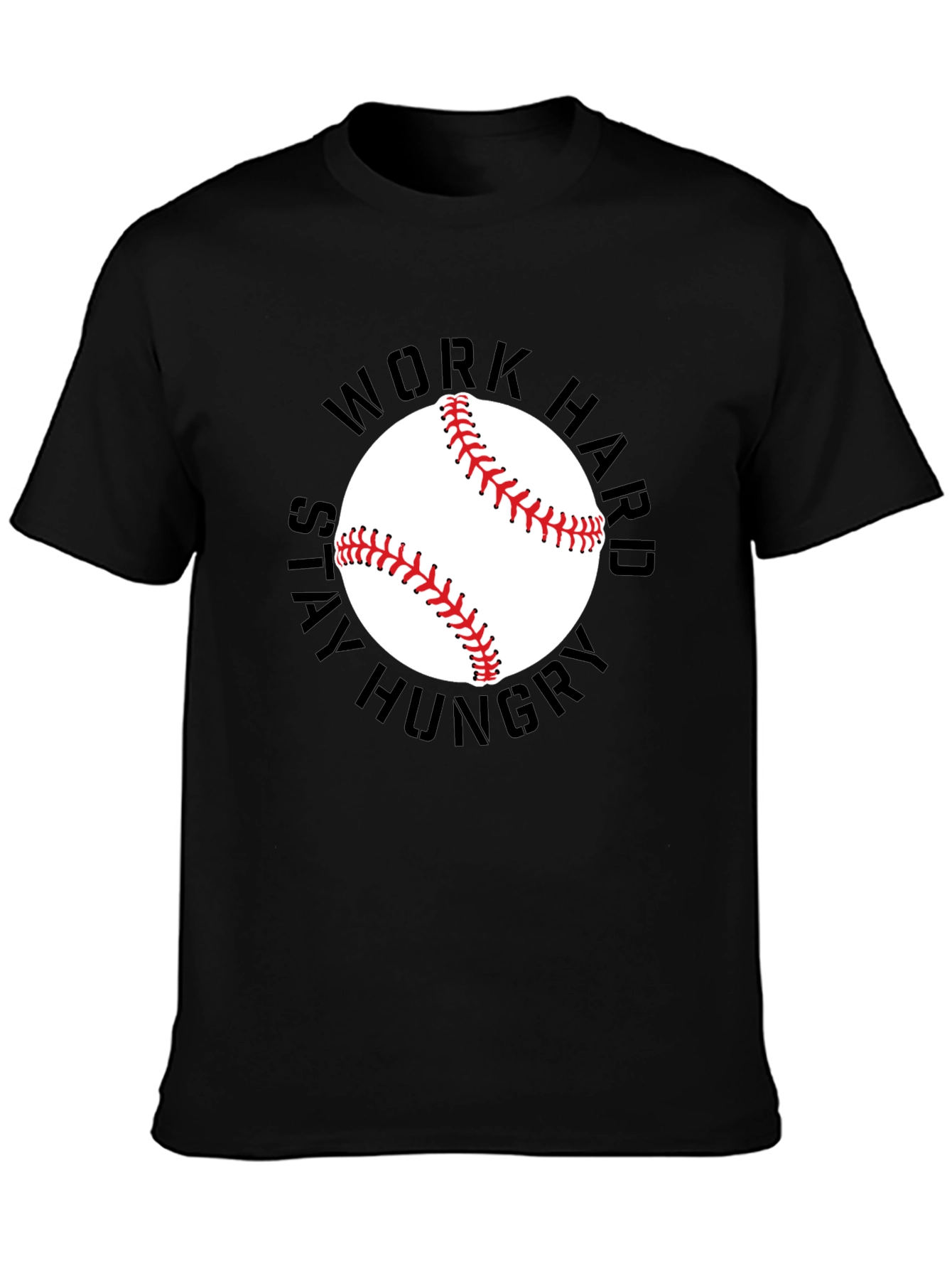 Work Hard Baseball Graphic Tee - Black