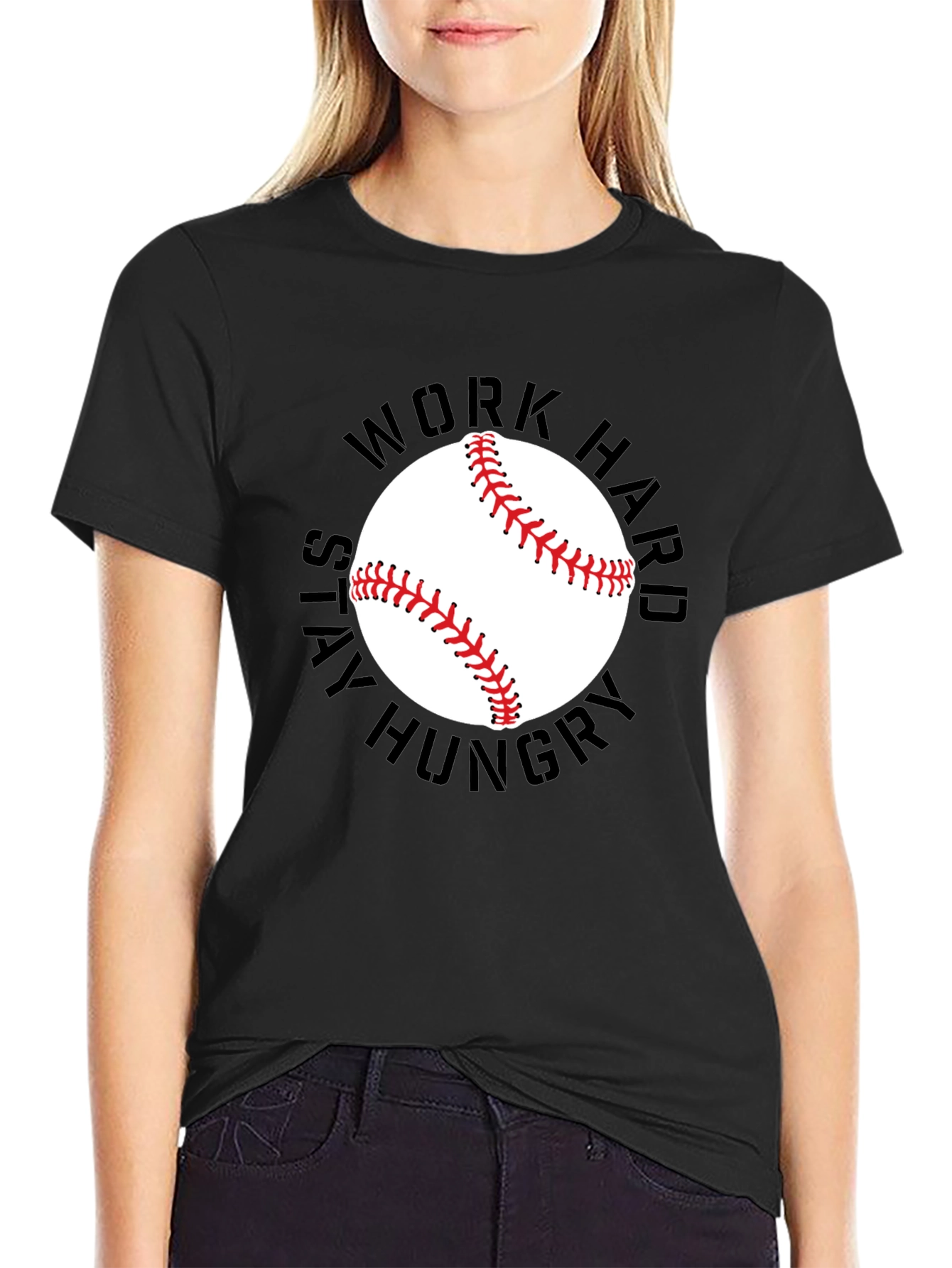 Work Hard Baseball Graphic Tee - Black