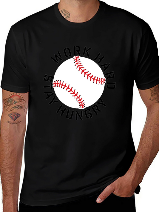 Work Hard Baseball Graphic Tee - Black