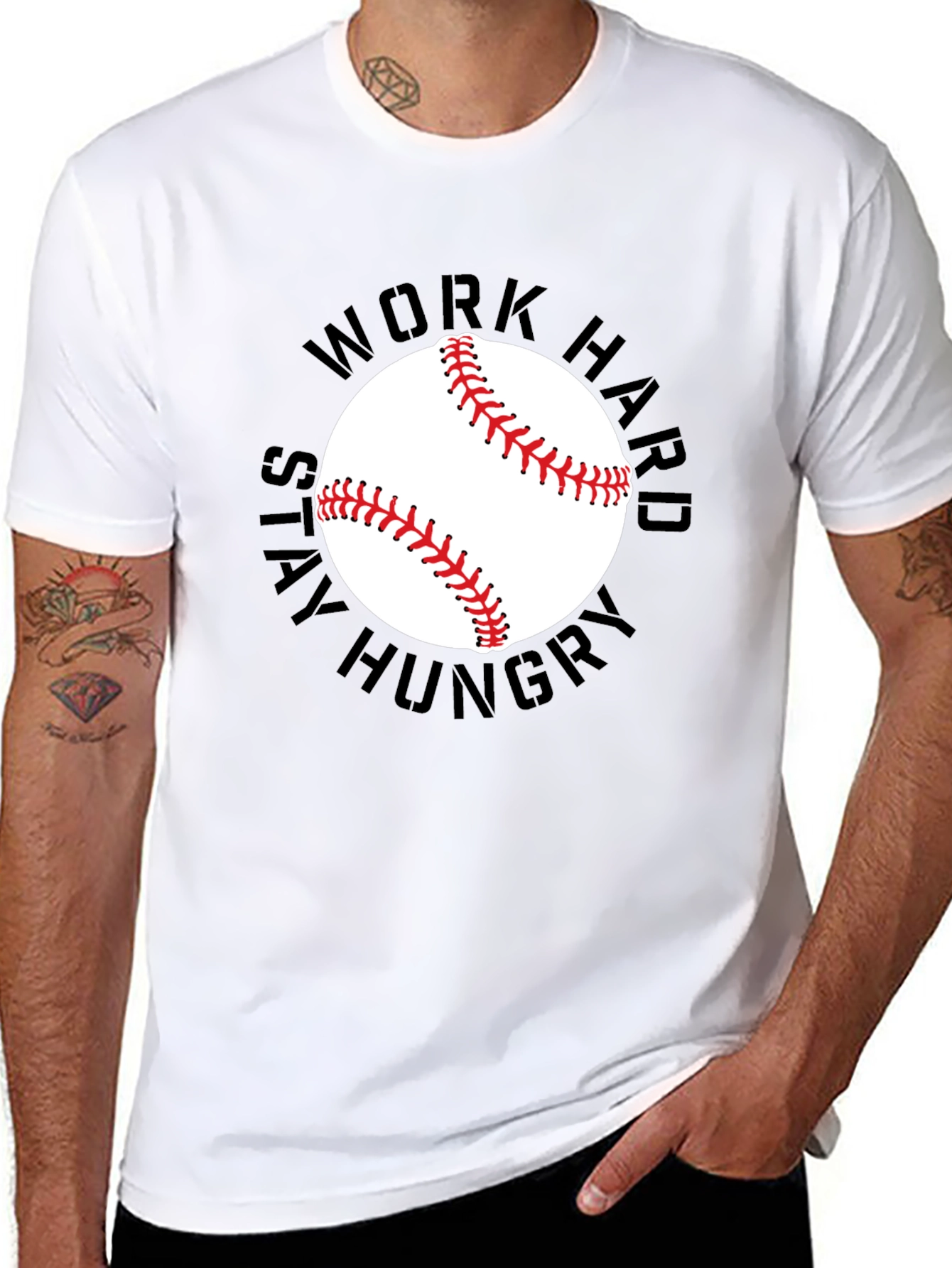 Work Hard Baseball Graphic Tee - Black