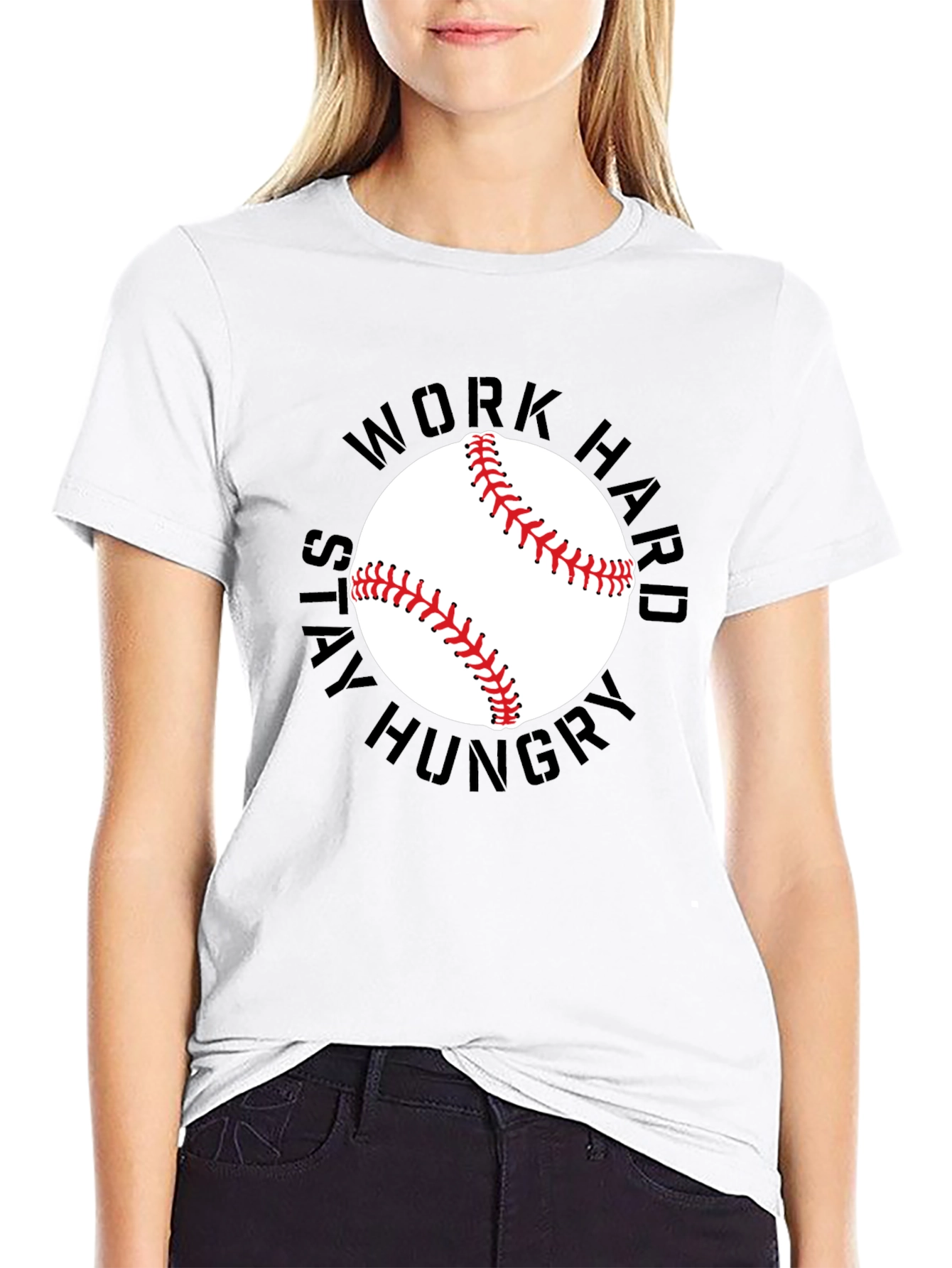 Work Hard Baseball Graphic Tee - Black