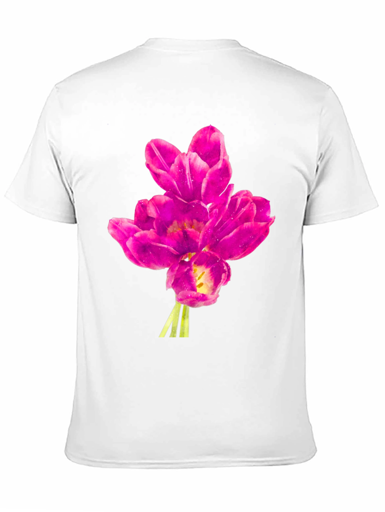 Floral Print Tee - Pink Tulips on Black