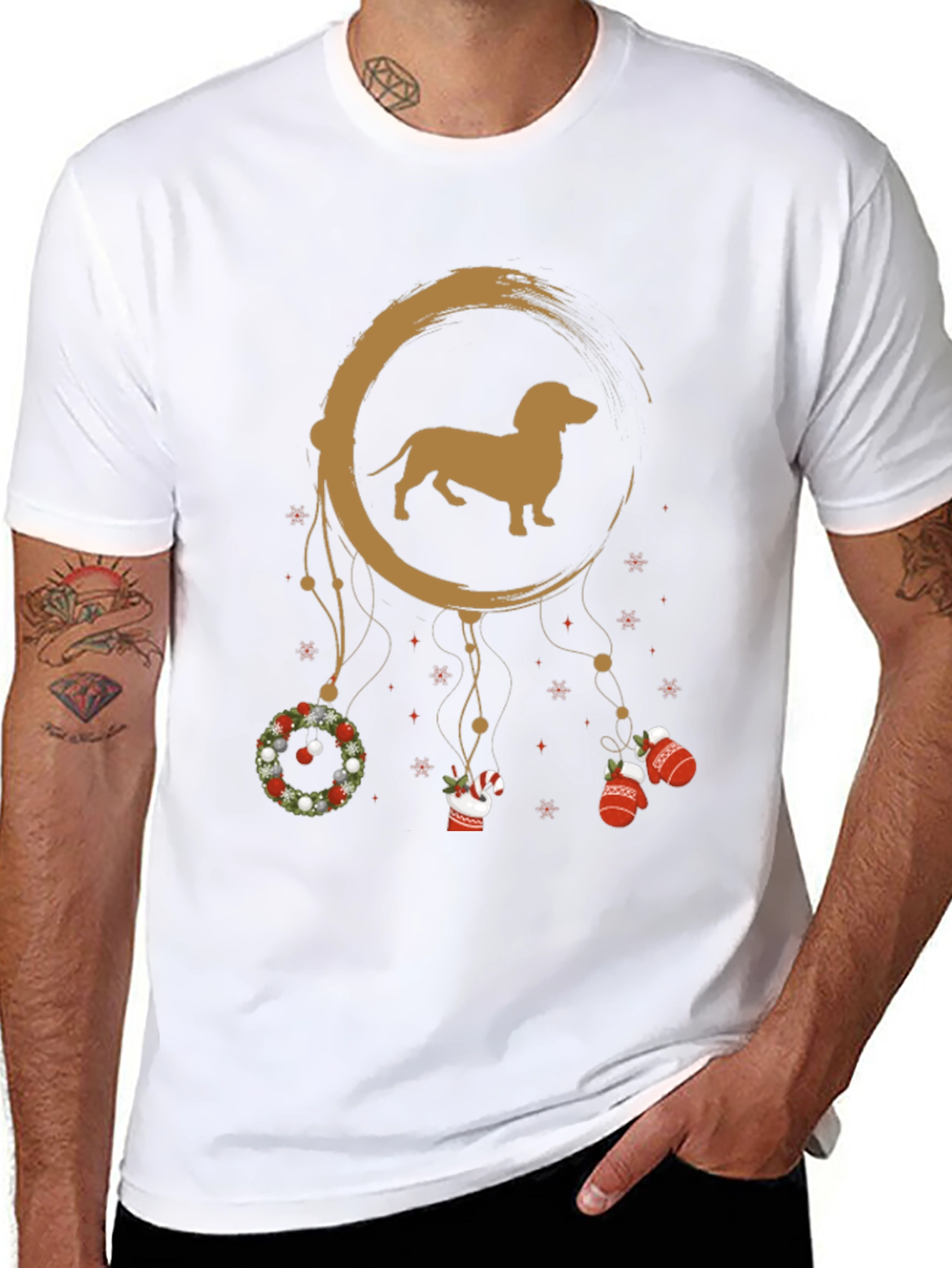 Dachshund Christmas Dreamcatcher T-Shirt – Festive Dog Lover Tee