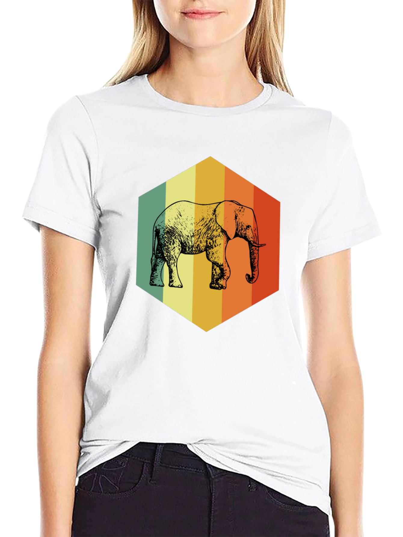 Retro Elephant Graphic T-Shirt - Mens