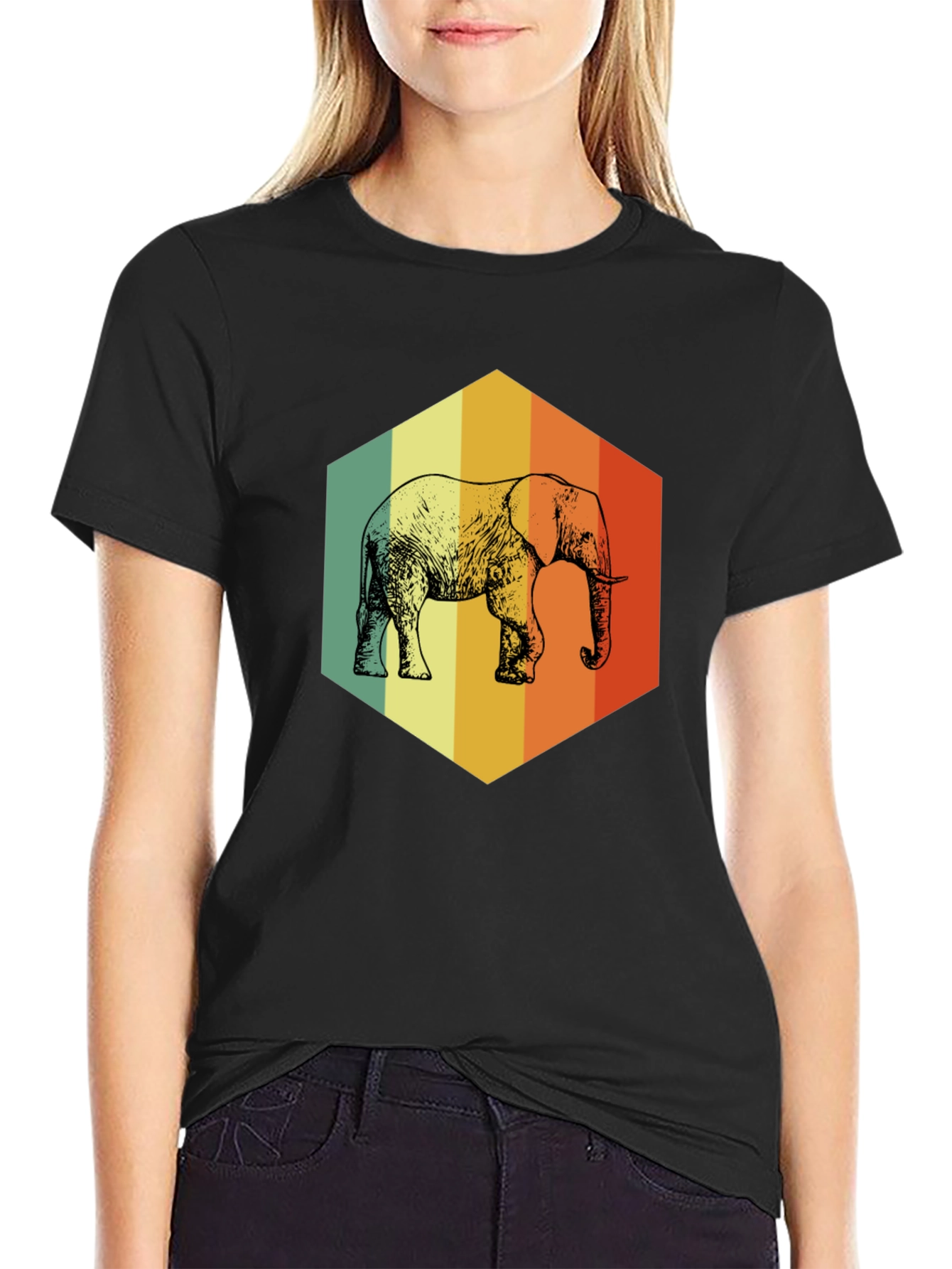 Retro Elephant Graphic T-Shirt - Mens