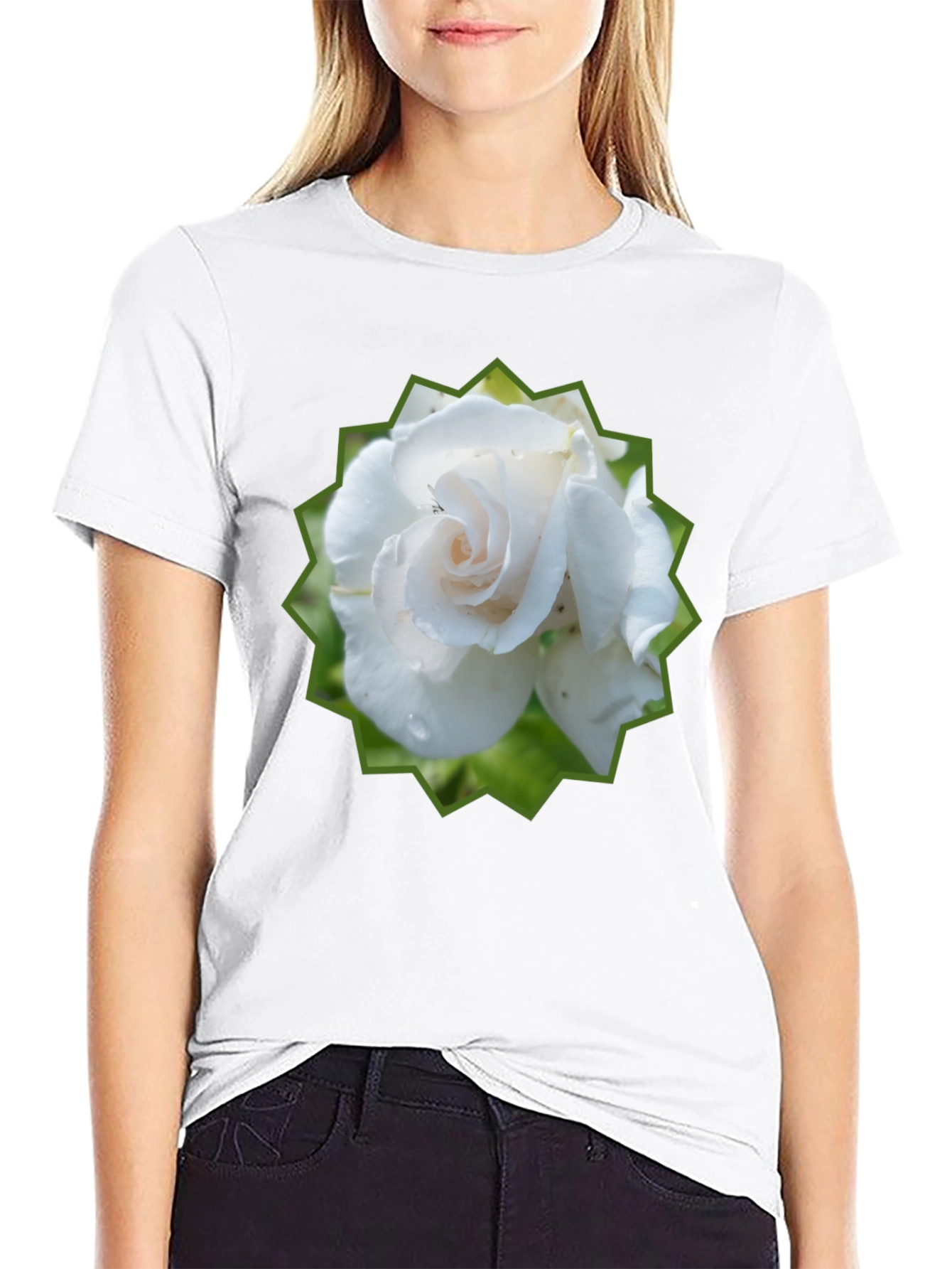 Rose Graphic Tee - Black Cotton T-Shirt
