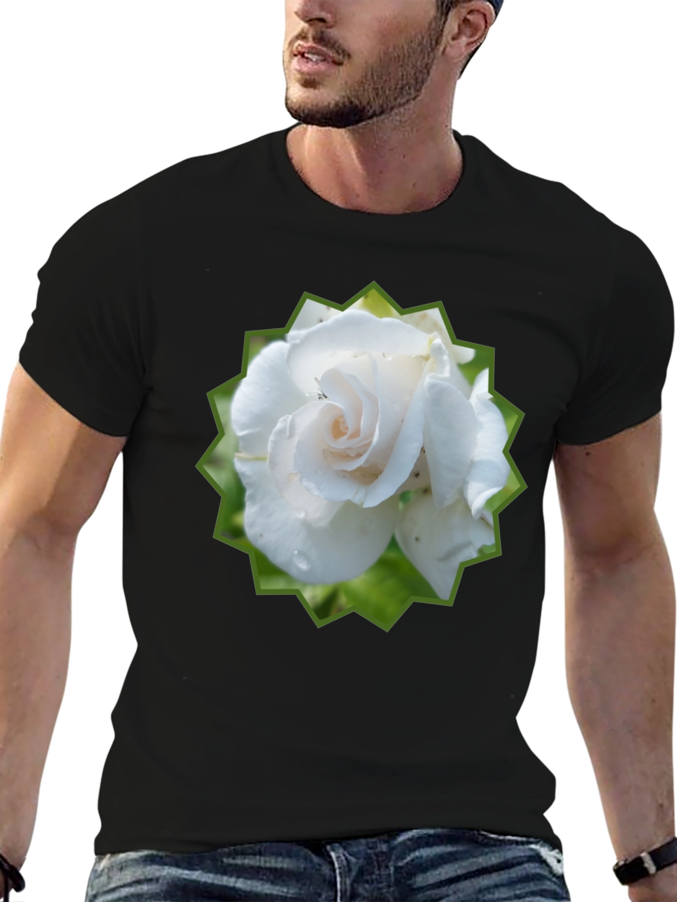Rose Graphic Tee - Black Cotton T-Shirt