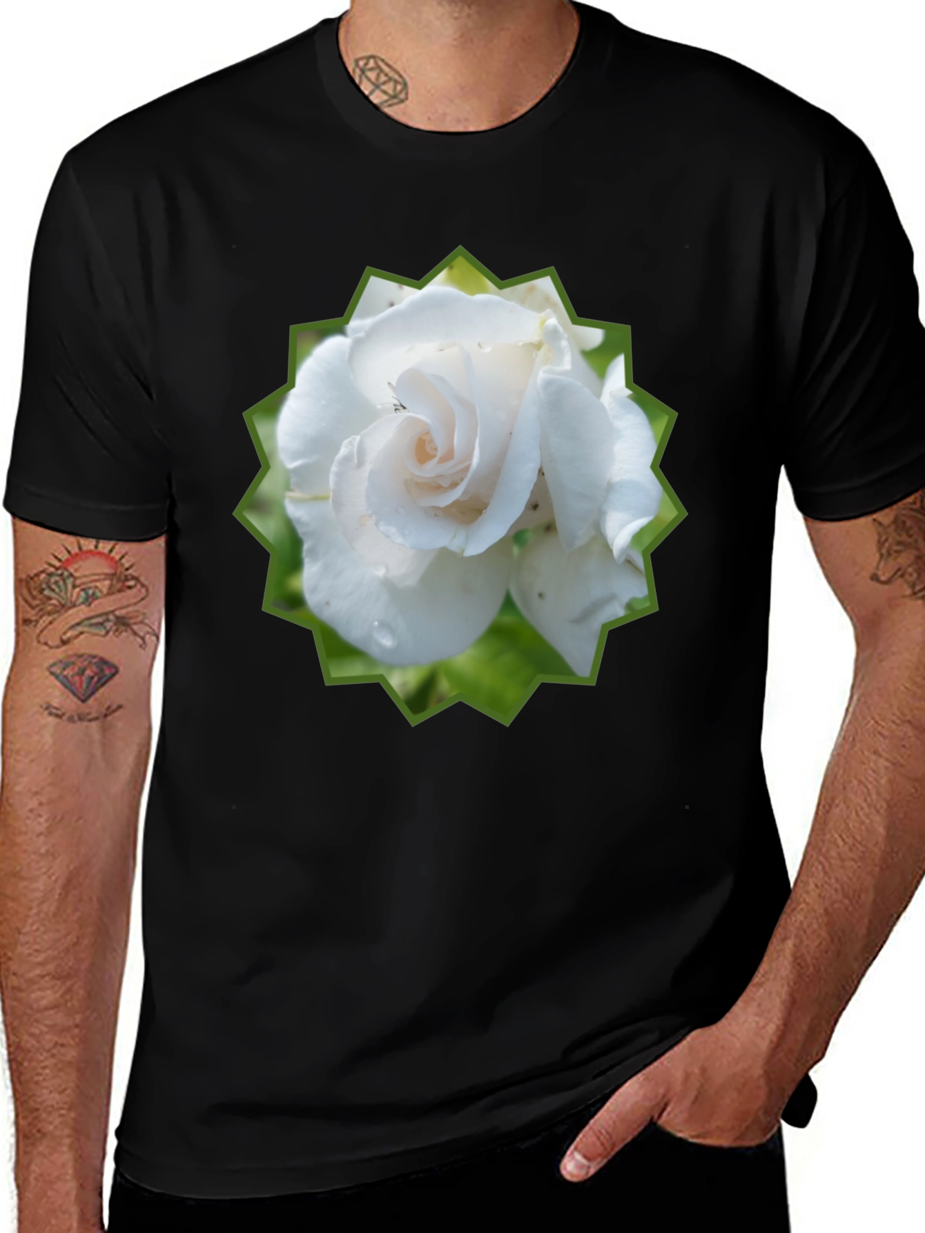 Rose Graphic Tee - Black Cotton T-Shirt