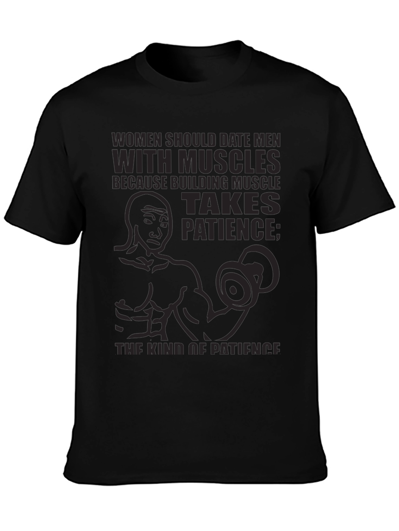 Muscle Patience T-Shirt - Black Graphic Tee