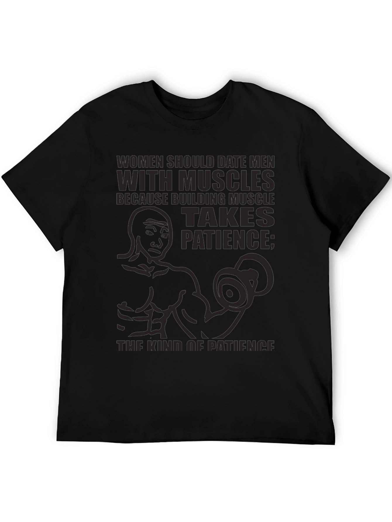 Muscle Patience T-Shirt - Black Graphic Tee