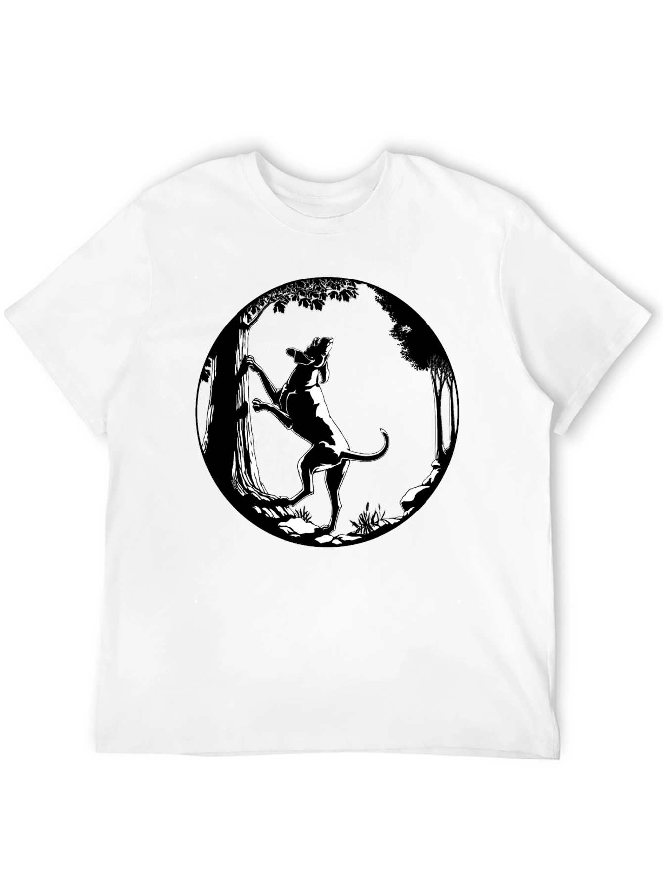 Dog Climbing Tree Graphic Tee - Black
