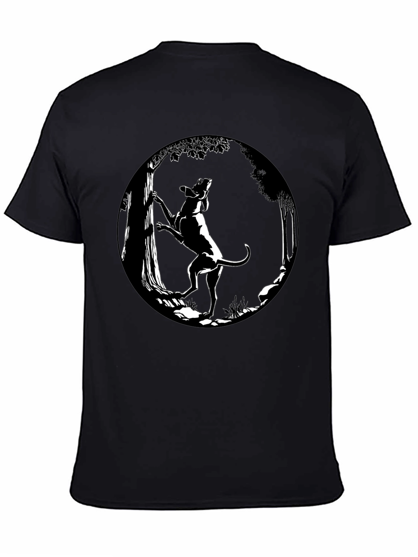 Dog Climbing Tree Graphic Tee - Black