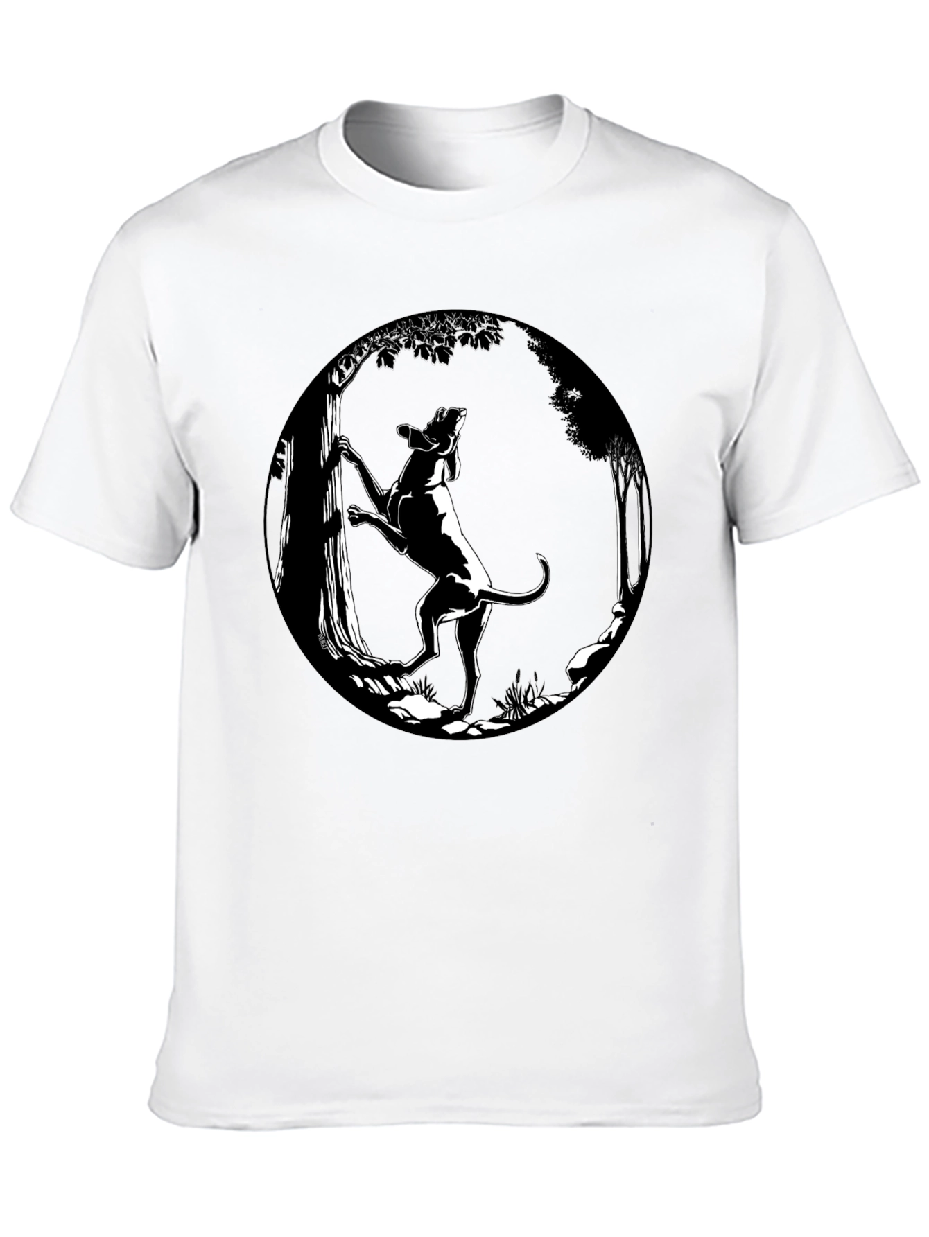 Dog Climbing Tree Graphic Tee - Black