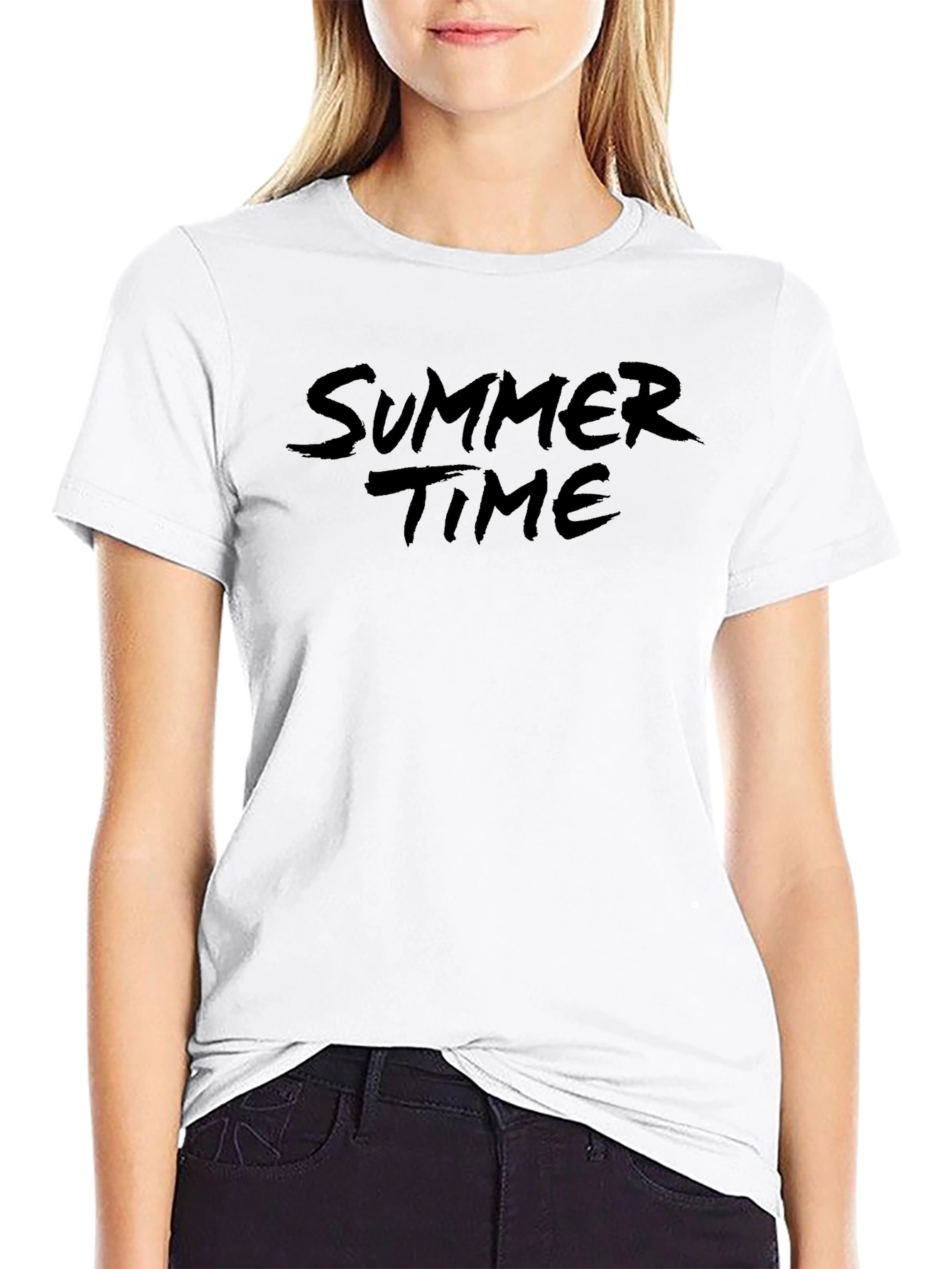 Summer Time Black Tee Shirt Casual Style