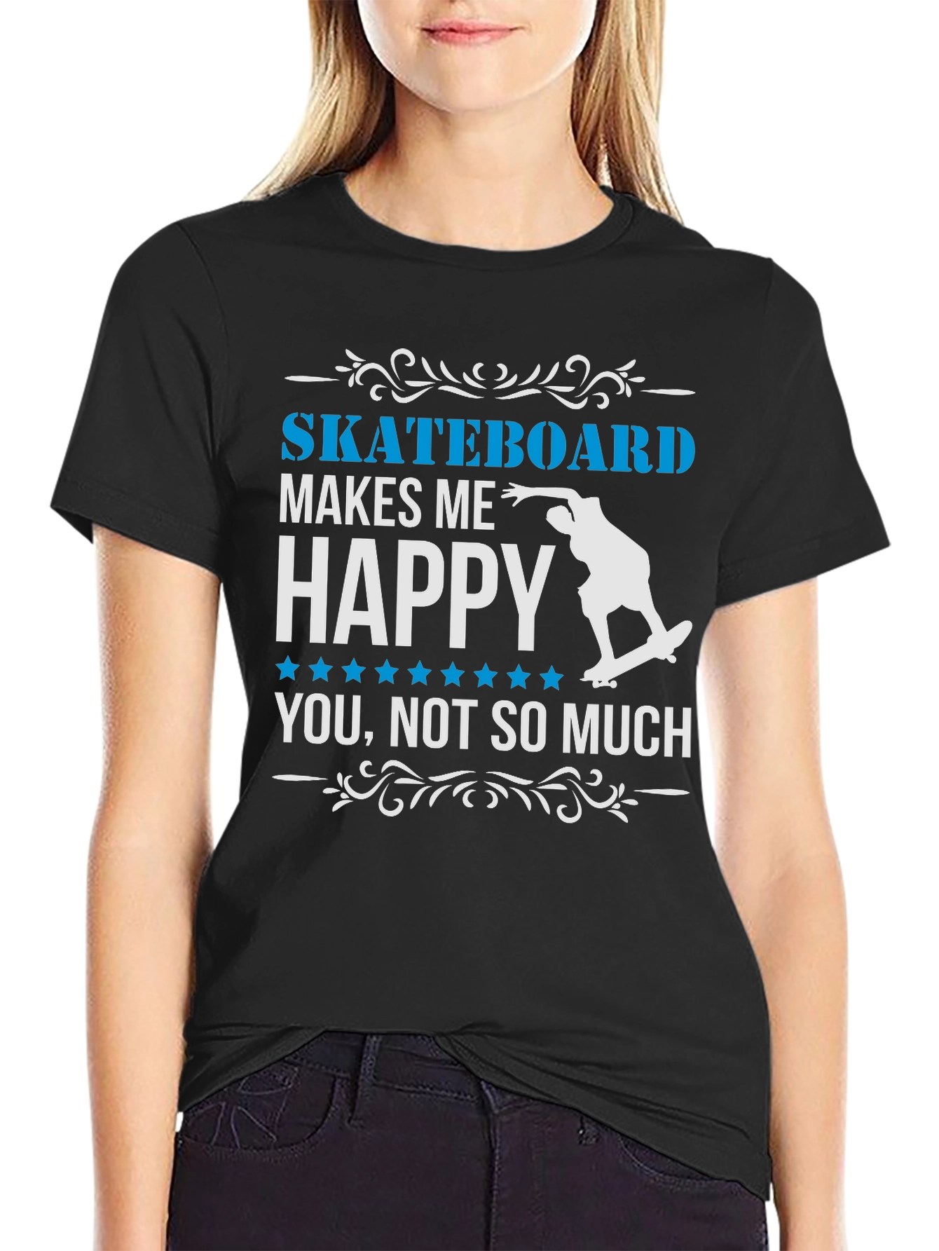 Skateboard Makes Me Happy Graphic Tee