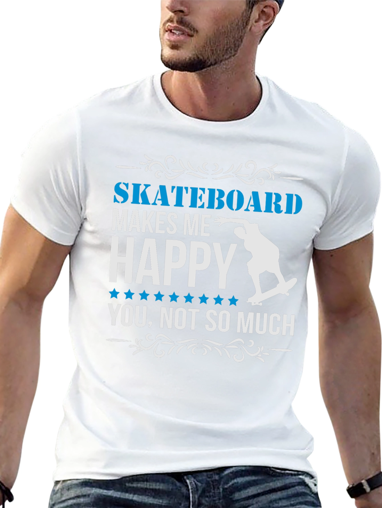 Skateboard Makes Me Happy Graphic Tee