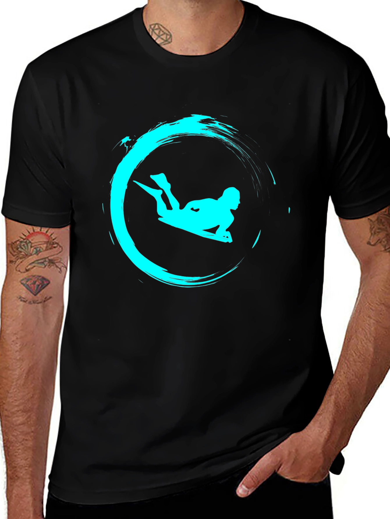 Cool Surf Rider Graphic Tee - Black