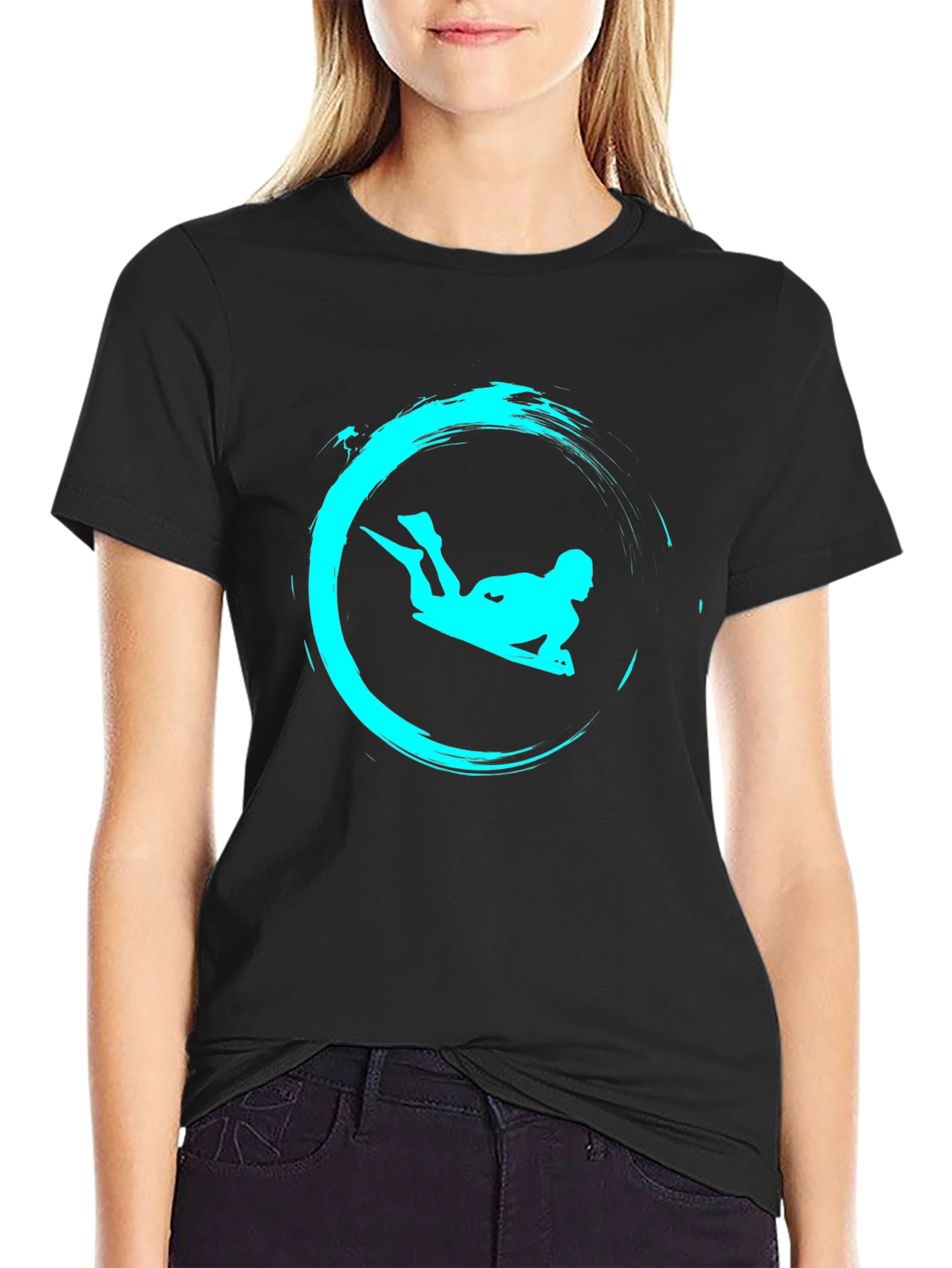 Cool Surf Rider Graphic Tee - Black