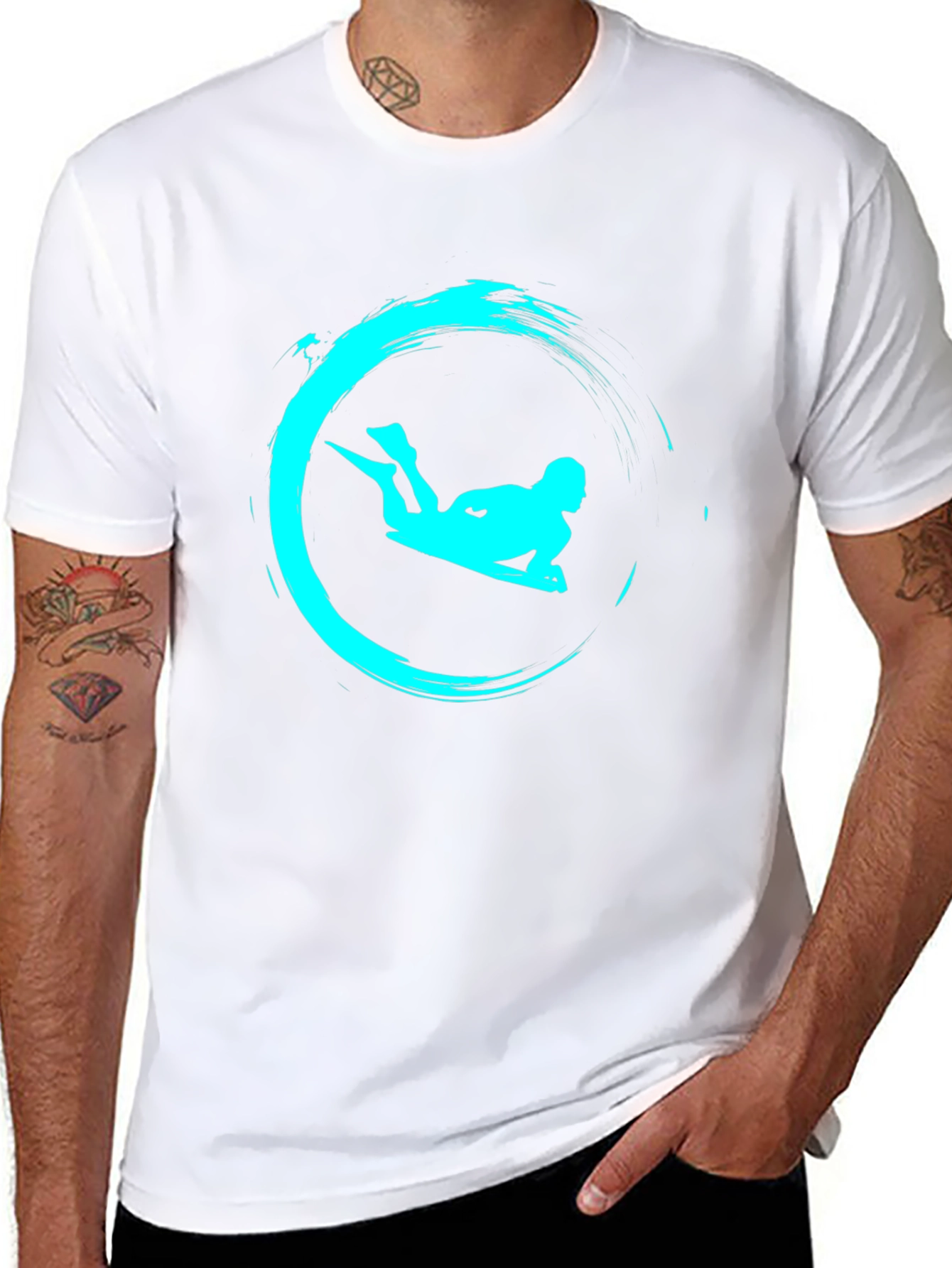 Cool Surf Rider Graphic Tee - Black