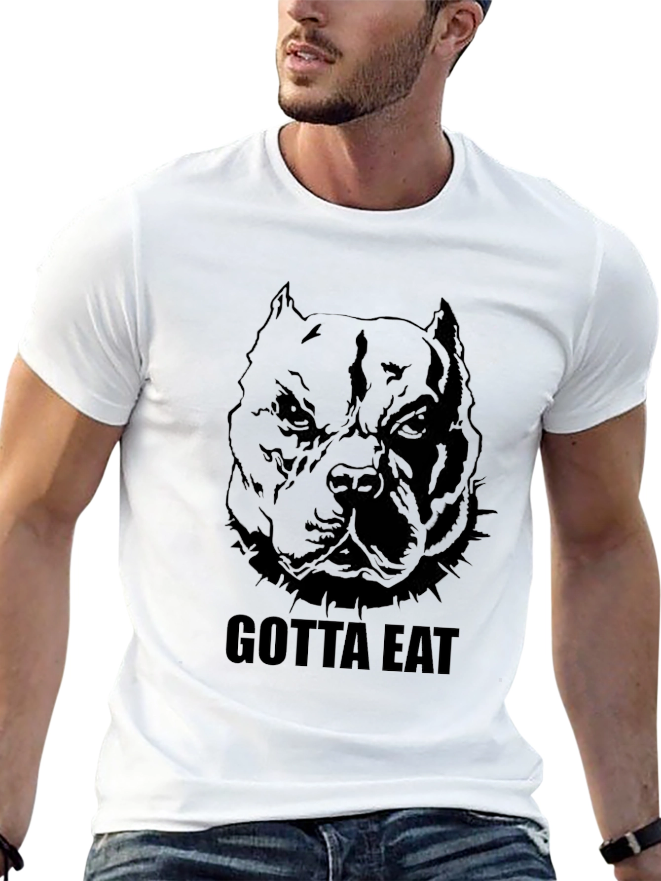 Gotta Eat Pitbull Graphic Tee - Mens Black T-Shirt