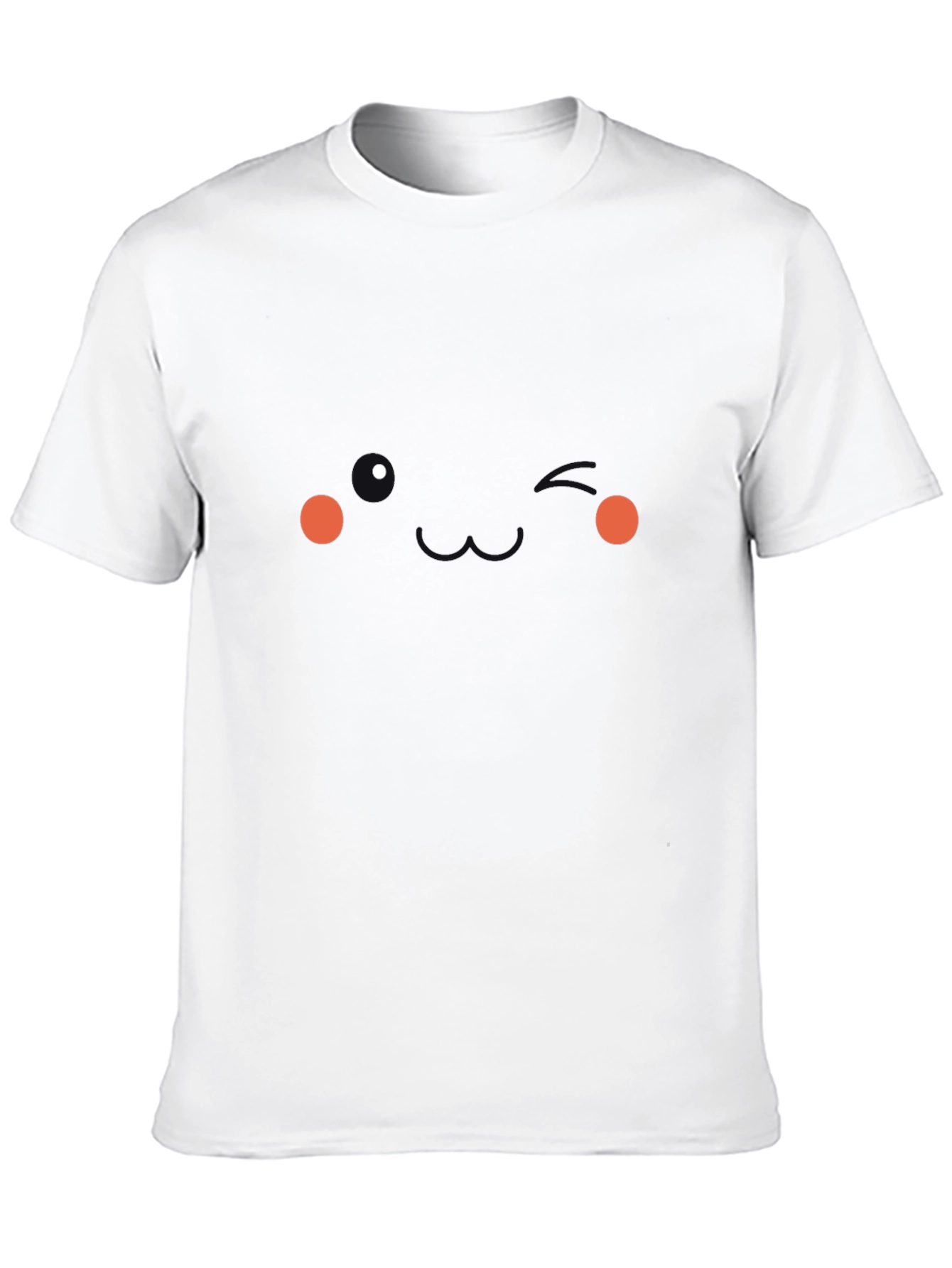 Whimsical Minimalist Face Graphic Tee - Black