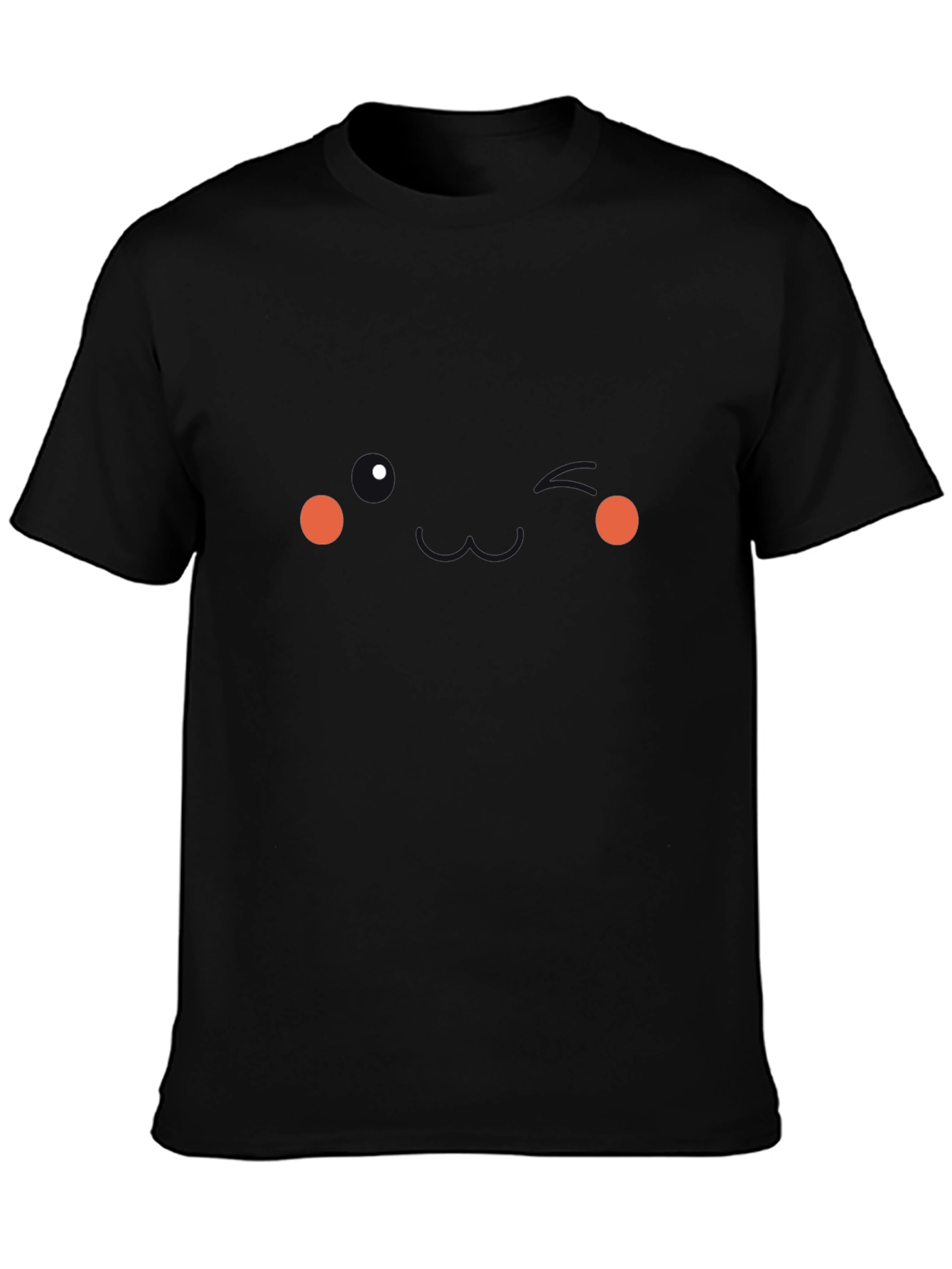 Whimsical Minimalist Face Graphic Tee - Black