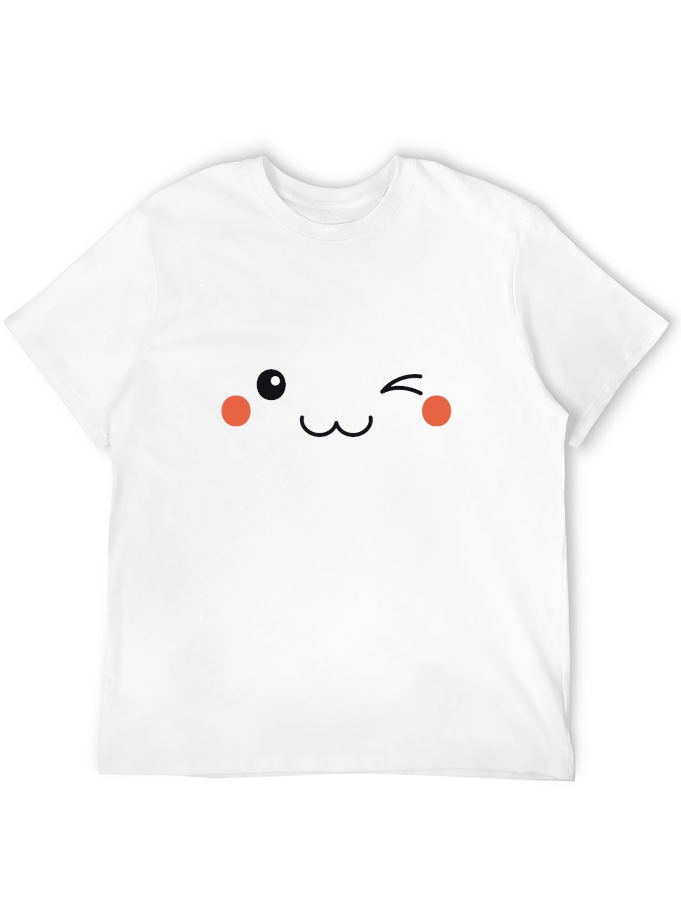 Whimsical Minimalist Face Graphic Tee - Black