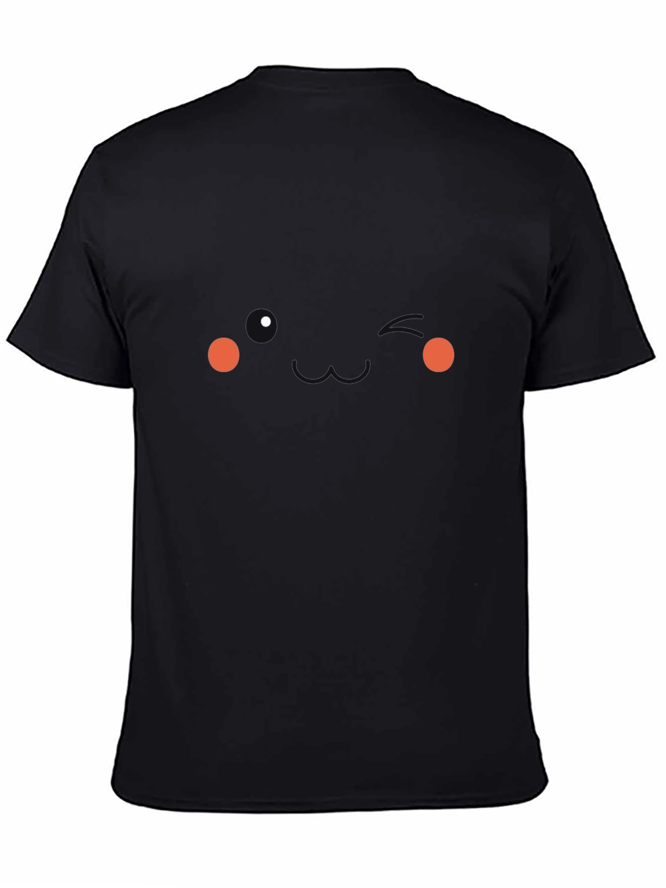 Whimsical Minimalist Face Graphic Tee - Black