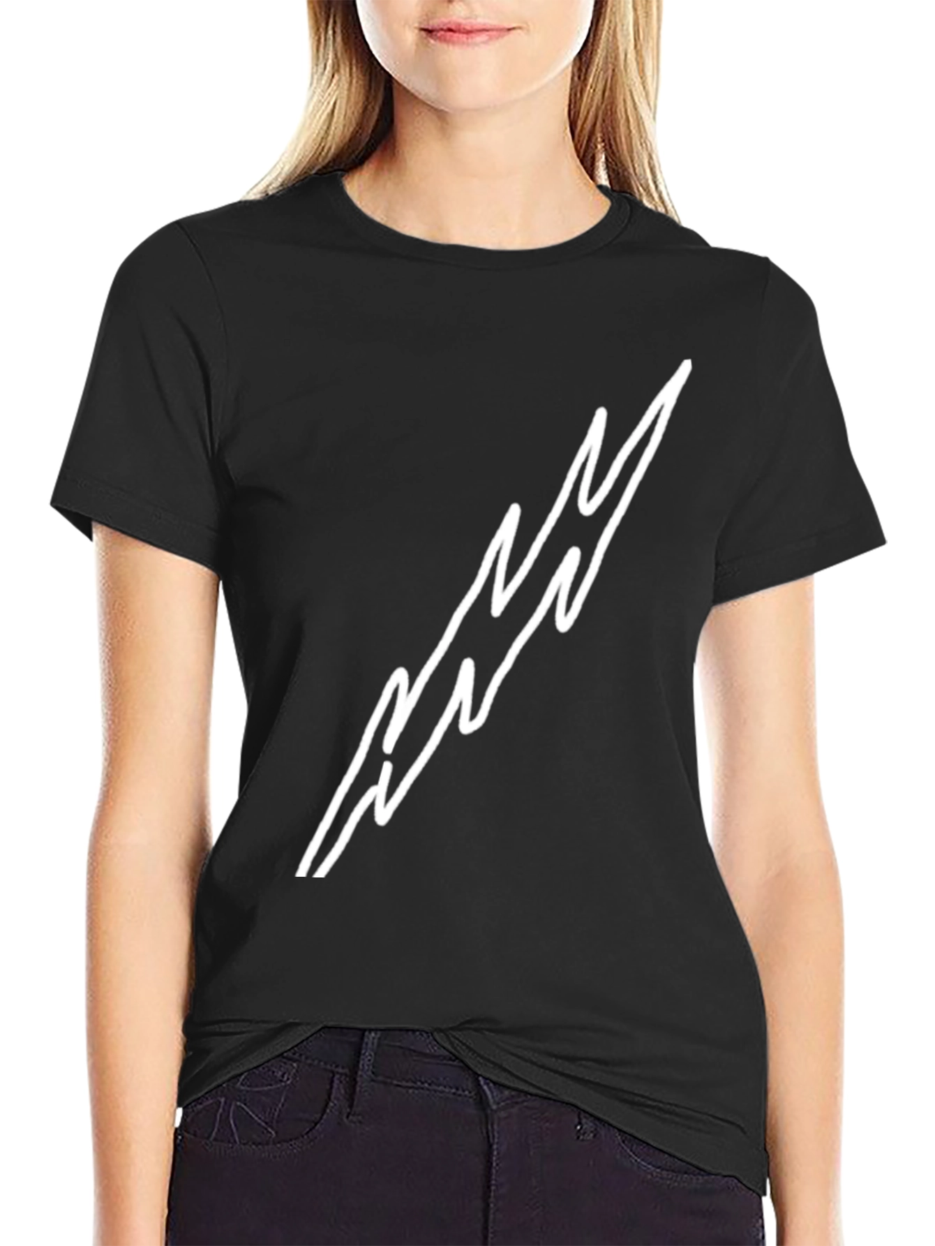 Black T-Shirt with Lightning Bolt Design