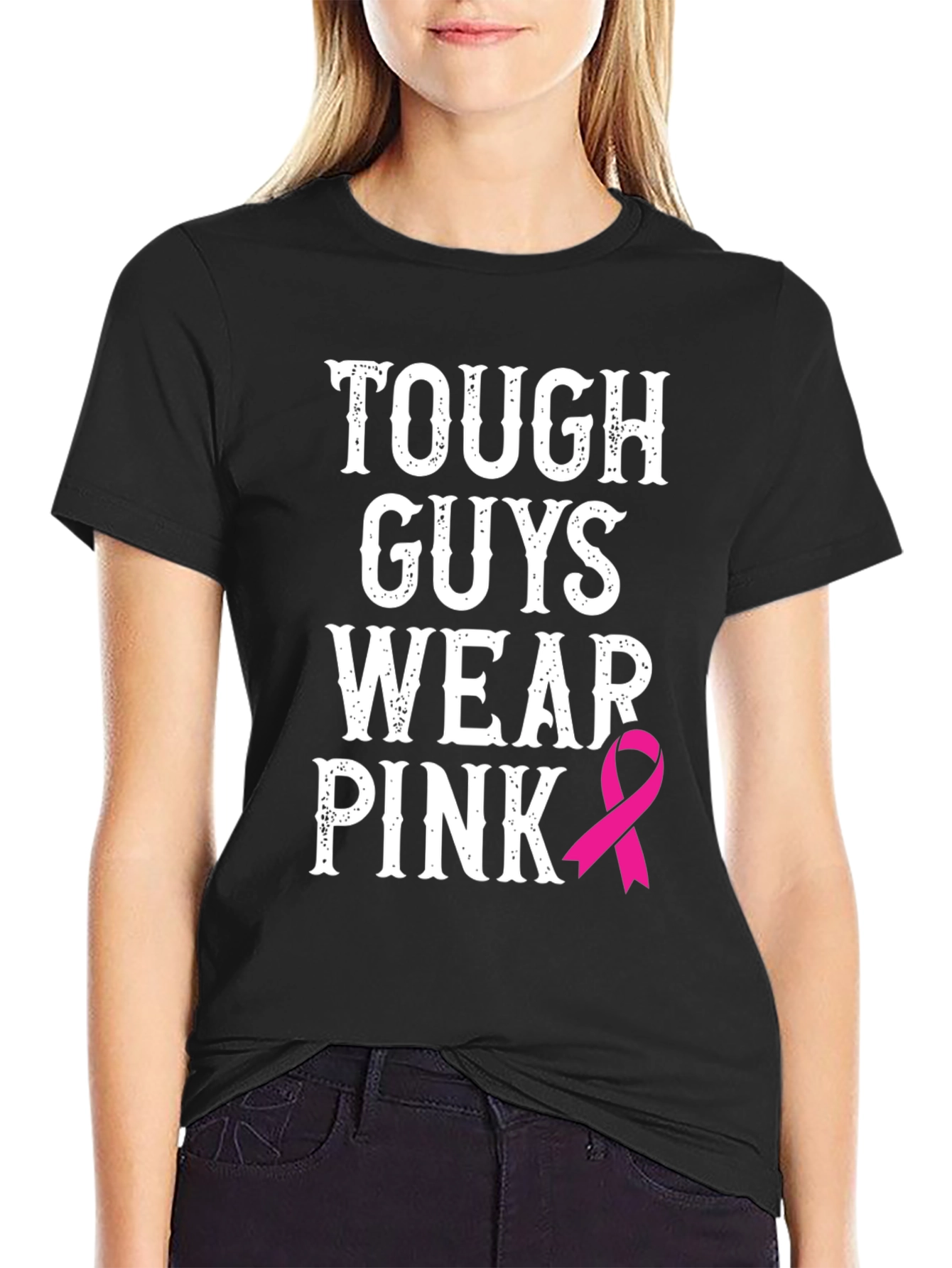 Tough Guys Wear Pink T-Shirt - Breast Cancer Awareness