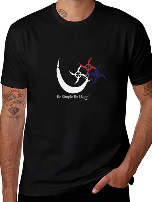 Simple Happy Graphic Black T-Shirt