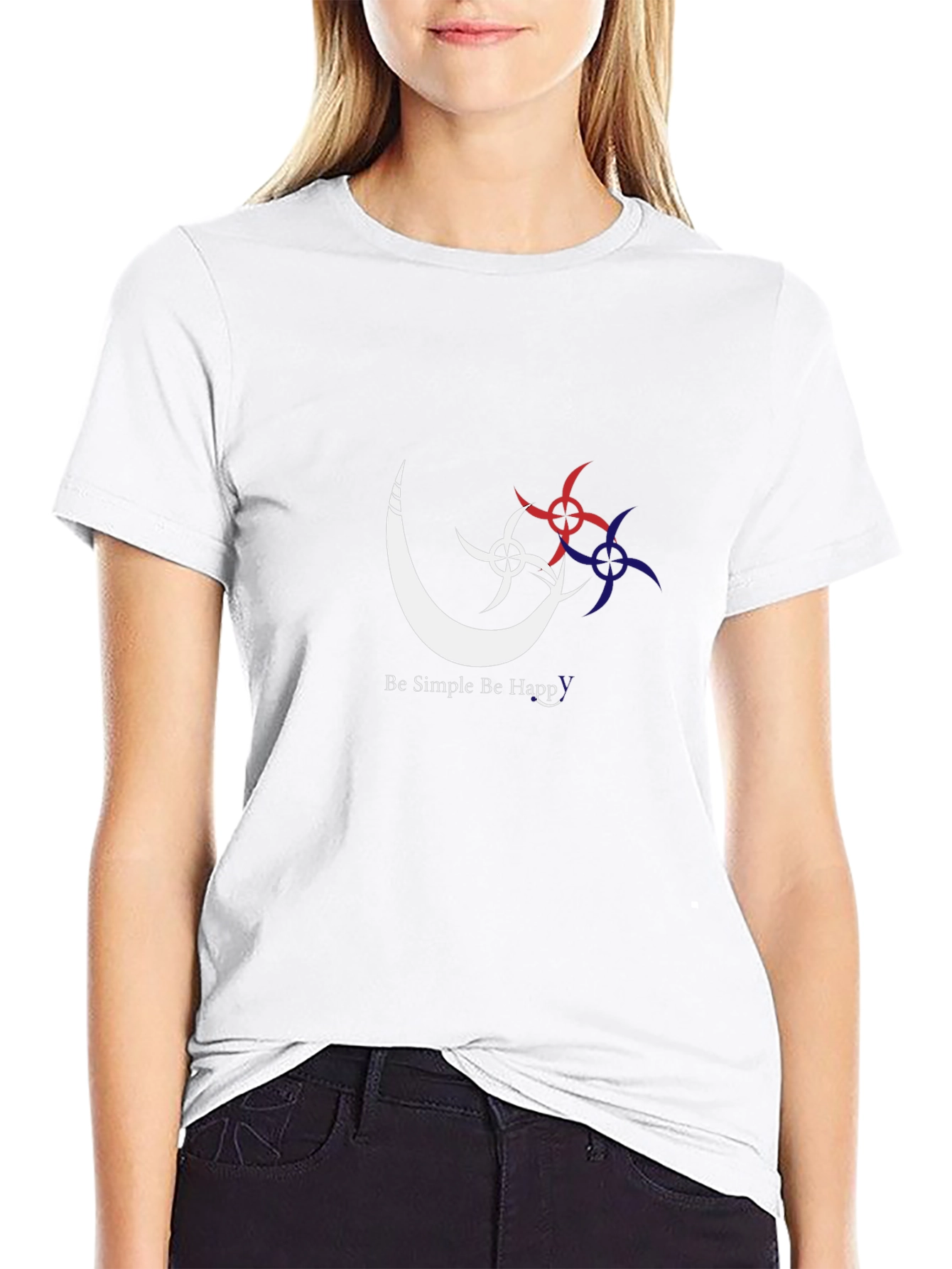 Simple Happy Graphic Black T-Shirt