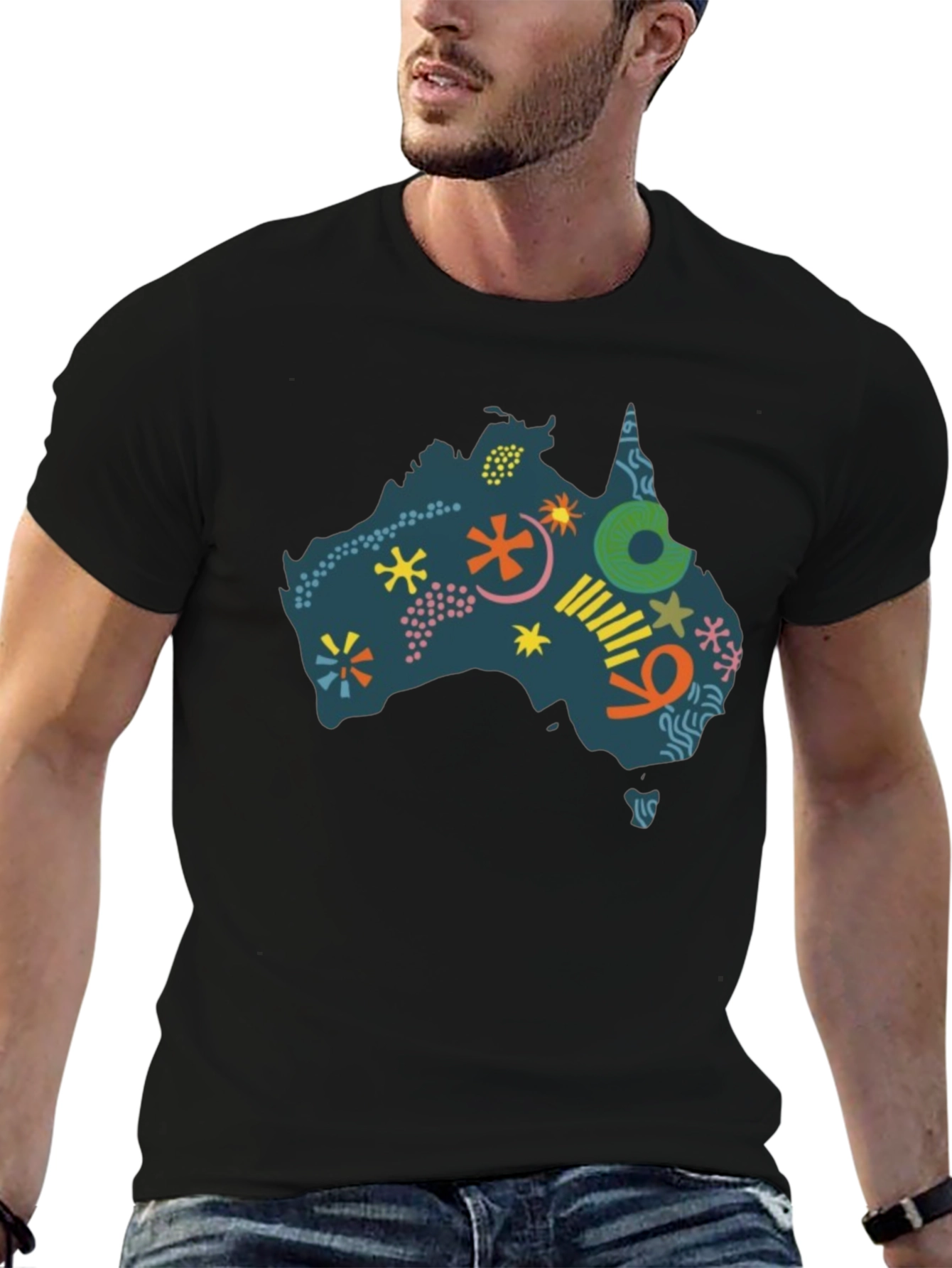 Australia Map Graphic Tee - Mens Black T-Shirt