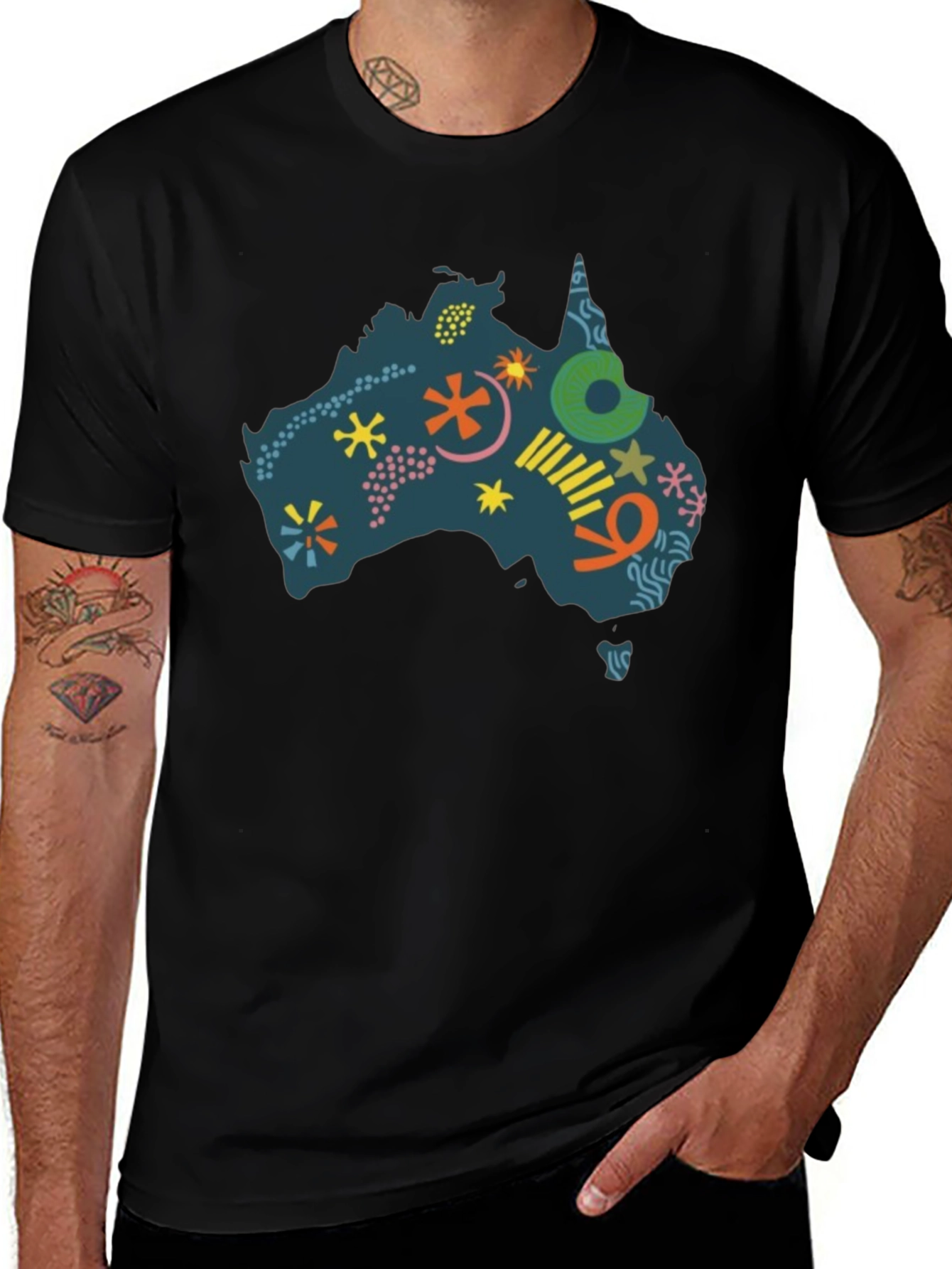 Australia Map Graphic Tee - Mens Black T-Shirt