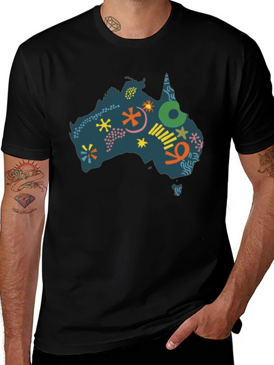 Australia Map Graphic Tee - Mens Black T-Shirt